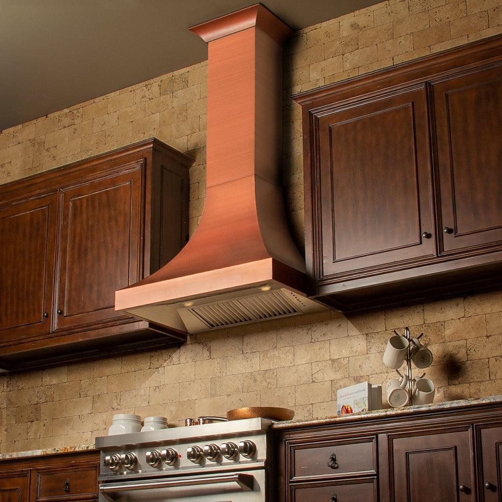 ZLINE 8632C Designer Series Copper Finish Wall Range Hood - 36 Inch Stainless Steel Kitchen Vent Hood with LED Lights, Powerful 900 CFM for Smoke & Odor Removal - Perfect for Modern & Farmhouse Style Kitchens