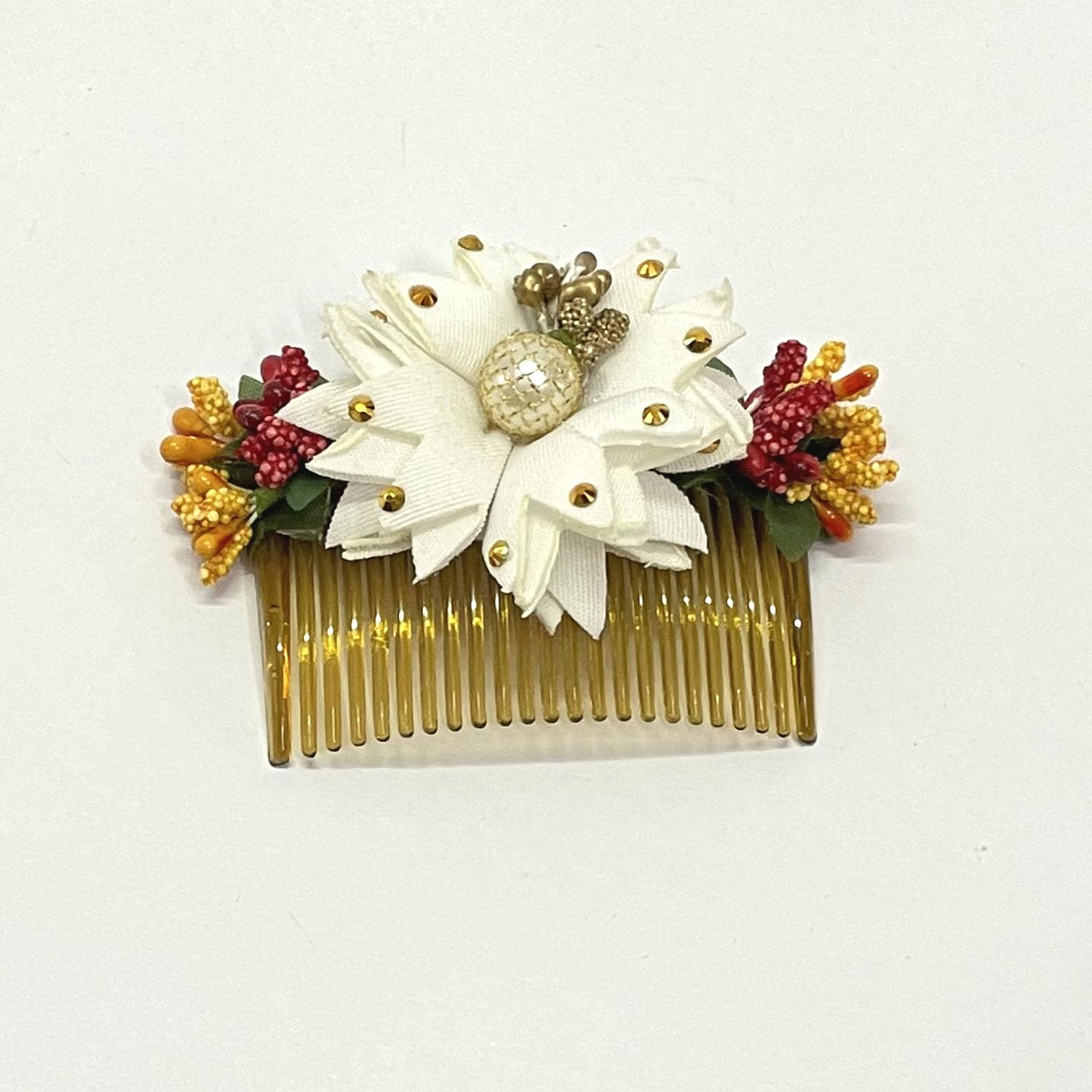 Stylish White Bridal Hair Comb Clip with Flower - Elegant Bun & Updo Accessories for Women | Perfect for Weddings, Prom & Special Occasions