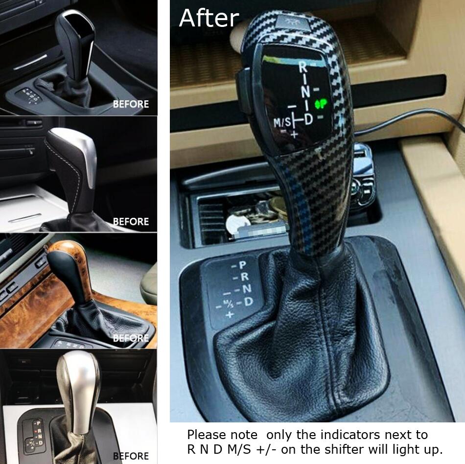 Carbon Fiber LED Illuminated Shift Knob Selector Upgrade for BMW E39 5 Series & E53 X5 - Premium Gear Shift Replacement with Custom Lighting for Night Driving & Car Enthusiasts