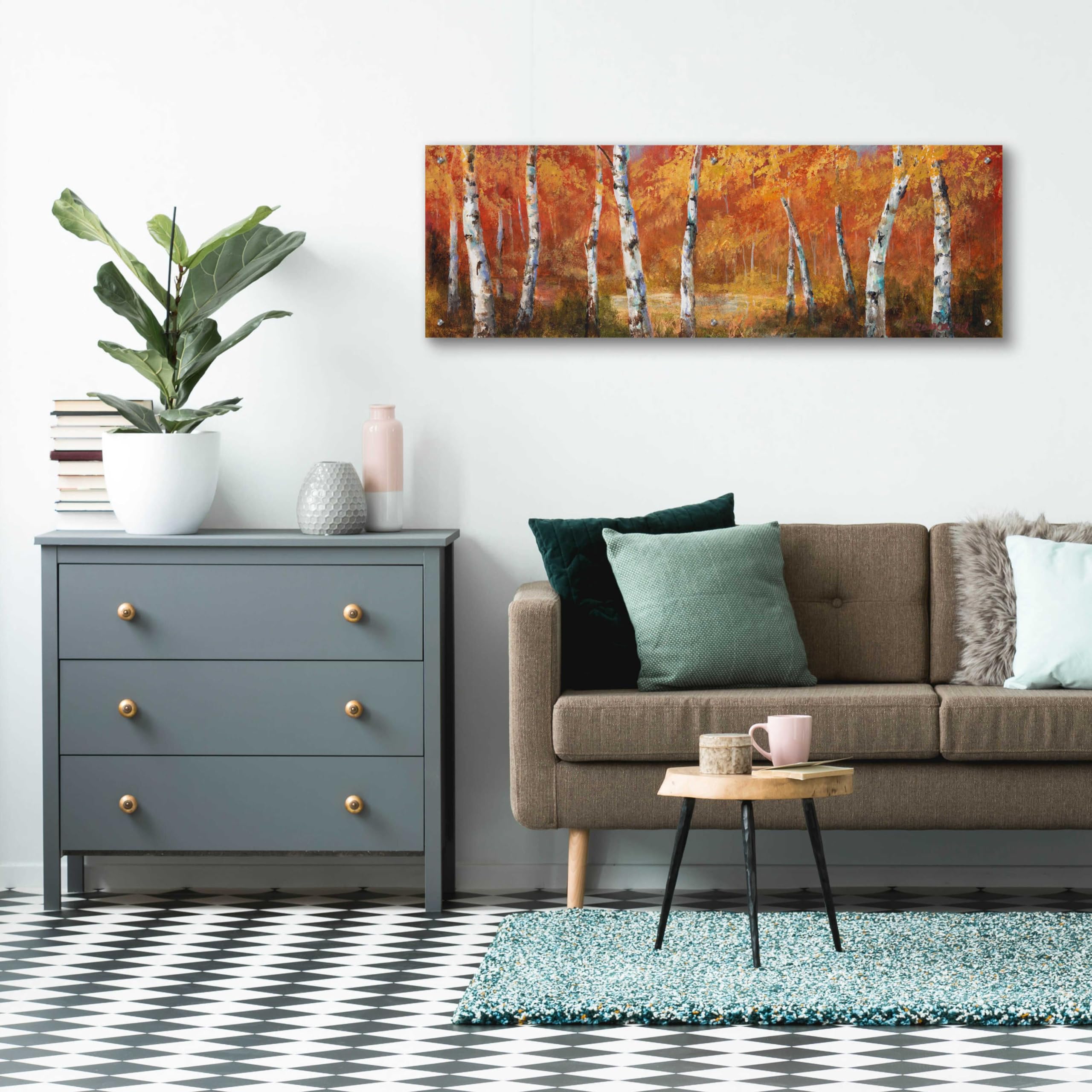 Epic Art 'Autumn Birch I' by Art Fronckowiak - 48x16 Inch Acrylic Glass Wall Art Painting - Modern Home Decor for Living Room, Bedroom & Office