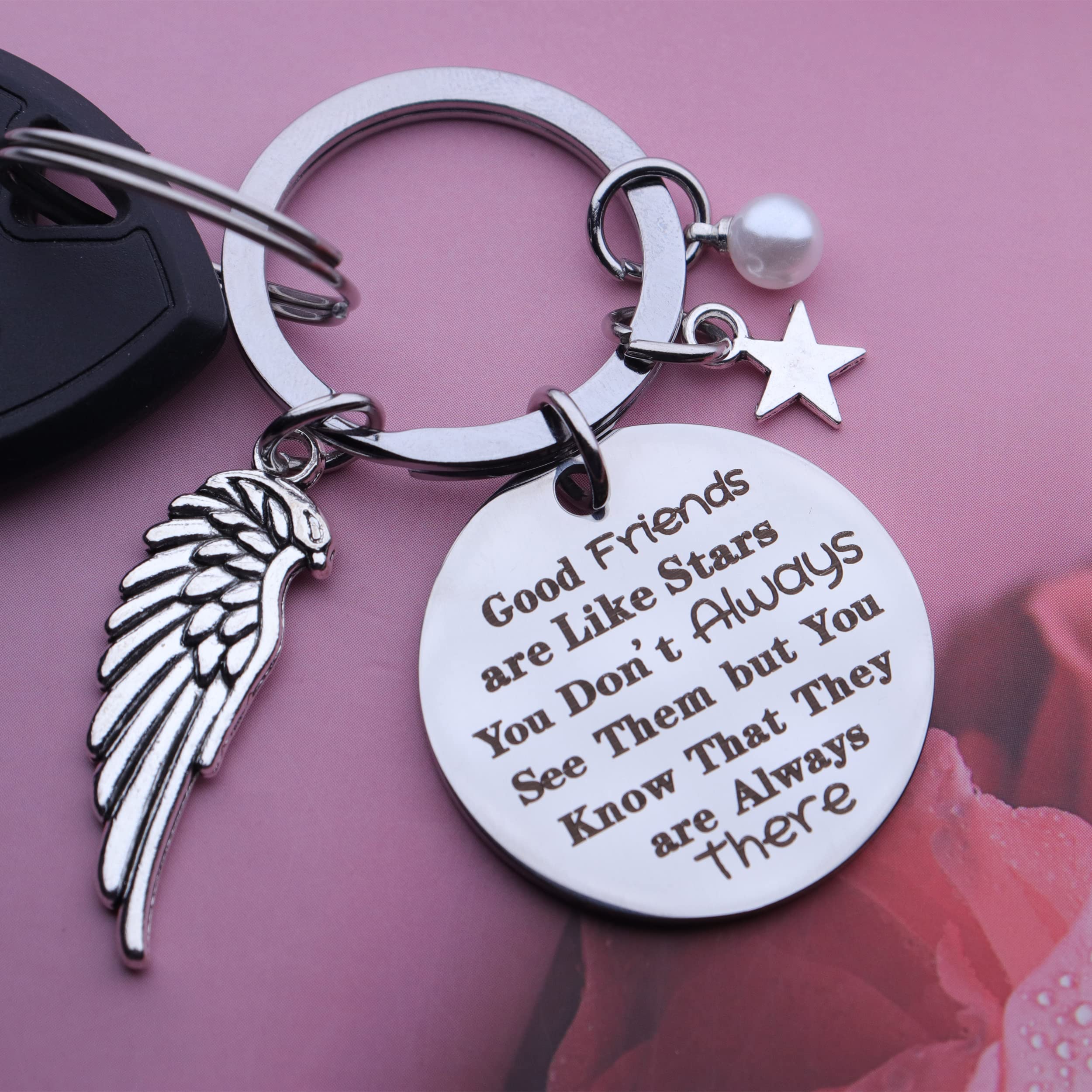 Jstud Inspirational Keychain - Best Friends Engraved Mantra Jewelry Gift for Women & Men - Perfect for Birthdays, Anniversaries & Daily Motivation