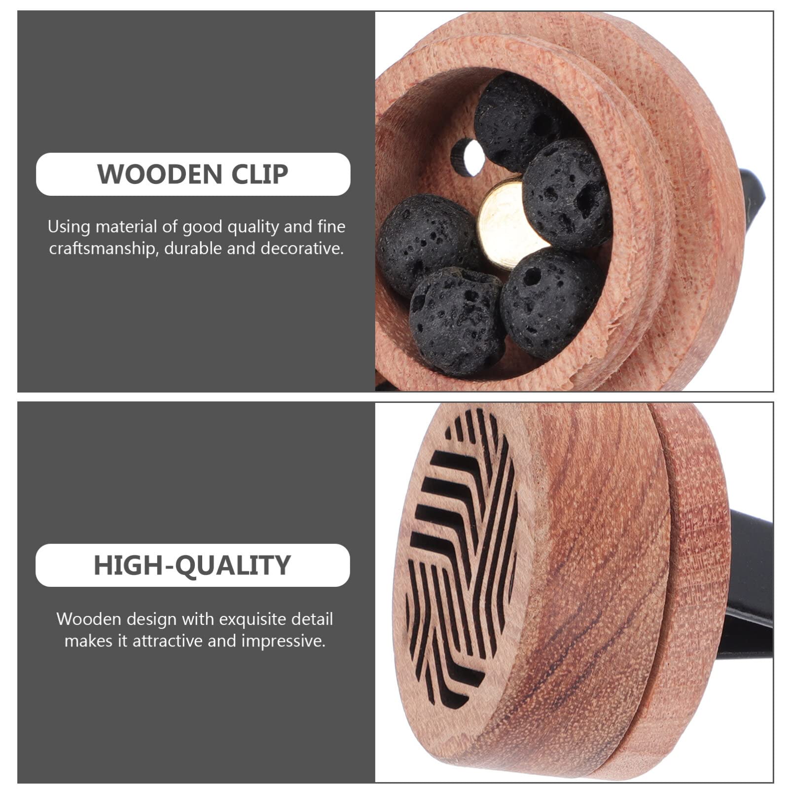 Portable Wood Car Essential Oil Diffuser - Mini Vent Clip Aromatherapy Diffuser for Cars | Perfect for Relaxation & Stress Relief During Commutes