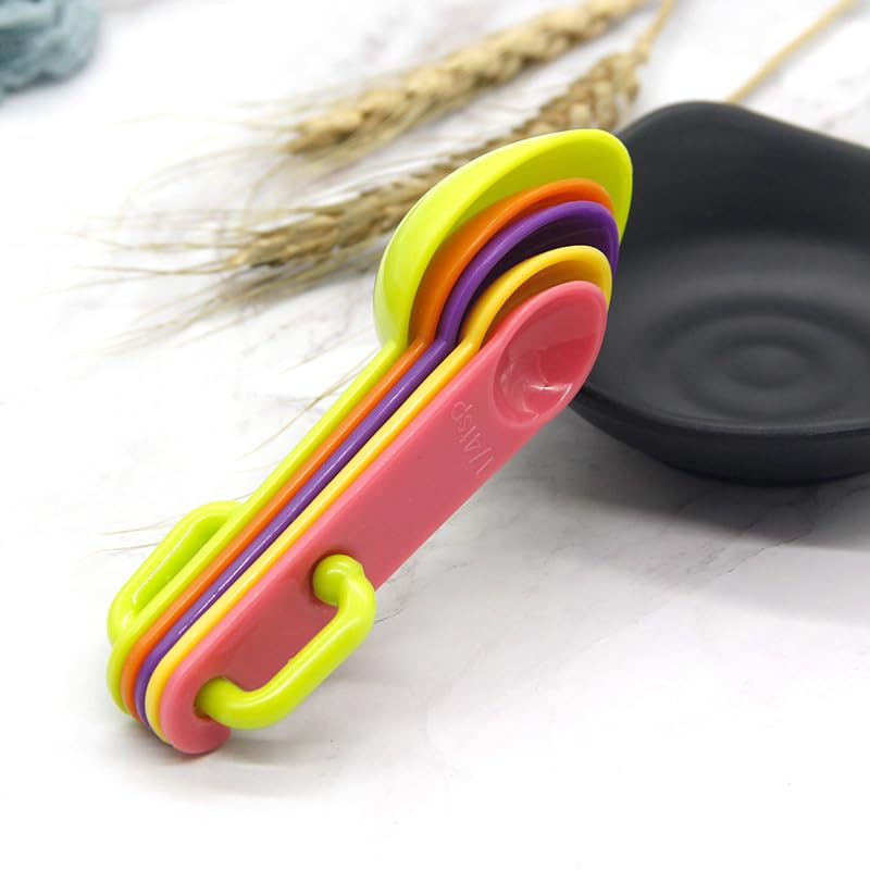 KOOSHLO 5-Piece Plastic Measuring Spoons Set for Cooking & Baking - Accurate Dry & Liquid Measurement Tools - Fits Spice Jars - Multicolor Kitchen Essentials - Perfect for Baking, Cooking & Meal Prep