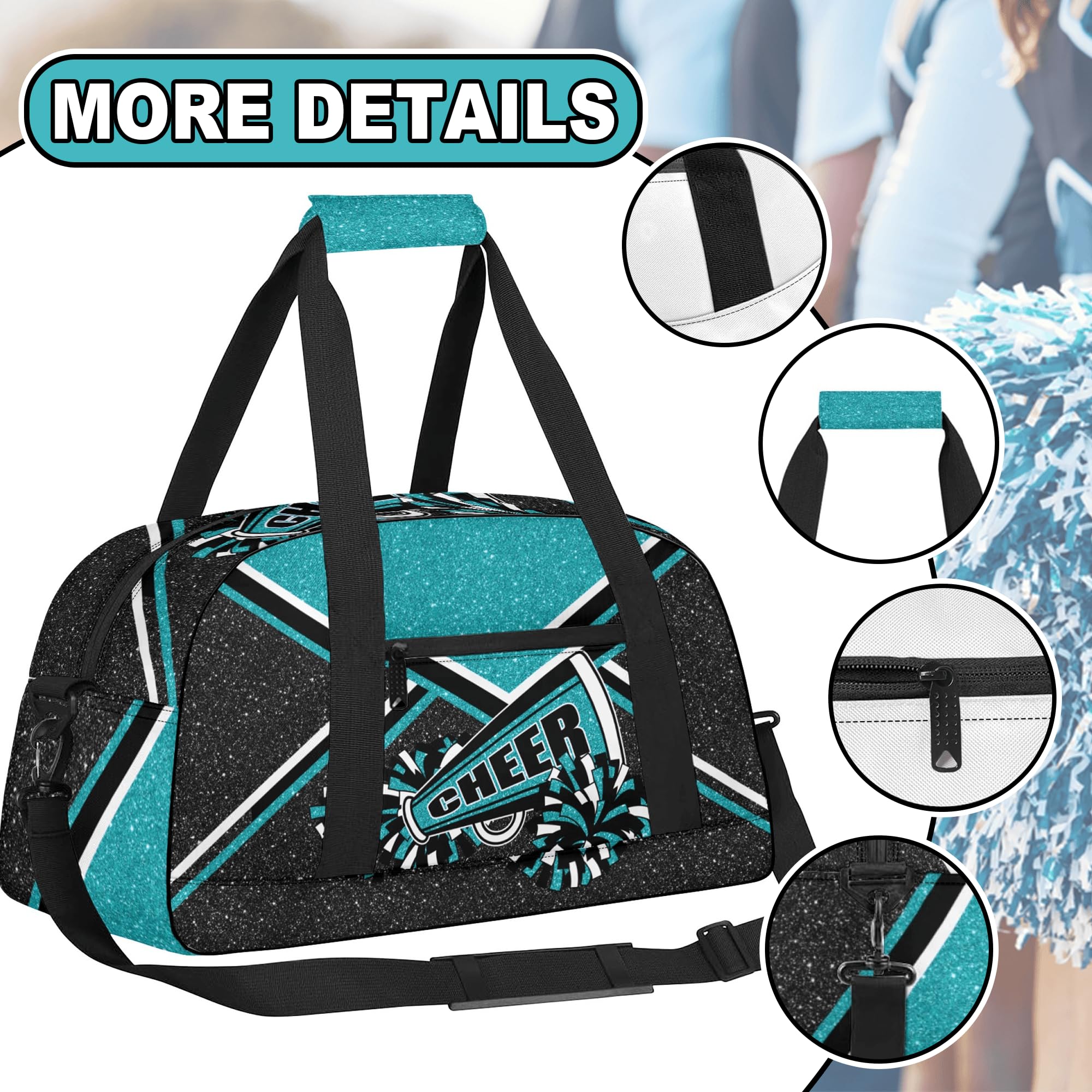 Best Cheerleading Gym Bag for Women – Durable Cheer Duffle Bag for Travel & Sports – Large Weekender Carry On Bag – Perfect for Practice, Competitions & Trips (Teal)