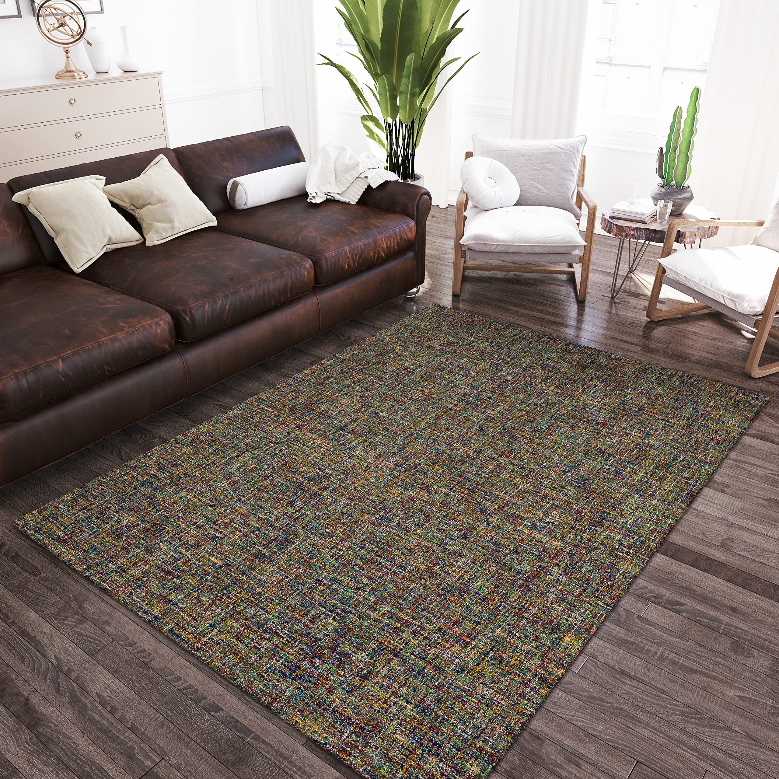 Addison Rugs Winslow AWN31 3.5x5.5ft Soft Wool Blend Area Rug - Handmade Durable Rectangle Rug for Bedroom, Living Room, Dining Room | Cozy Home Decor & Floor Protection