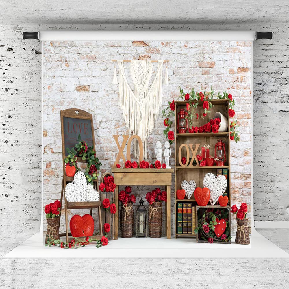 Kate Valentine Photography Backdrop - 8x8ft Heart Backdrop with Rose Decor for Valentine's Day, Birthday Parties, Baby Showers & Kids Events | Perfect for Photo Booths, Wedding Receptions & Home Decor