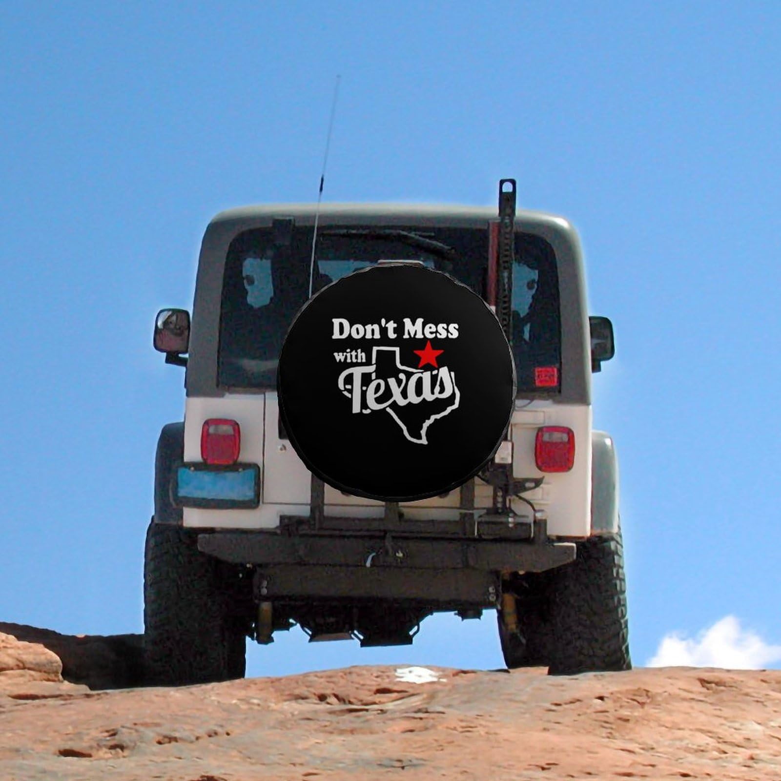 Funny 'Don't Mess with Texas' Spare Tire Cover - 30 Inch Waterproof Sun Protection Wheel Cover for Jeep, Truck & SUV - Perfect for Road Trips & Off-Road Adventures