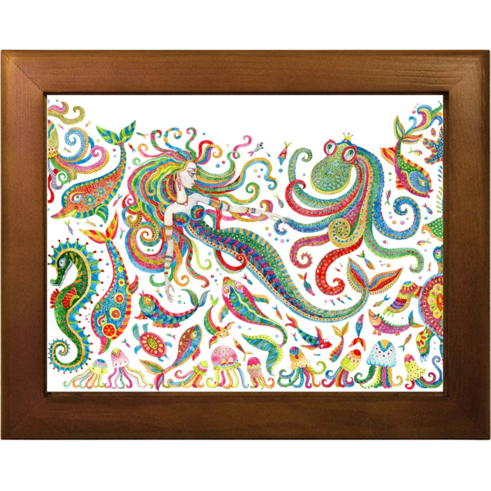 Boho Mermaid Tile Trivet - Handmade Ceramic Coaster for Hot Pots & Pans - Perfect for Kitchen, Dining Table, and Home Decor