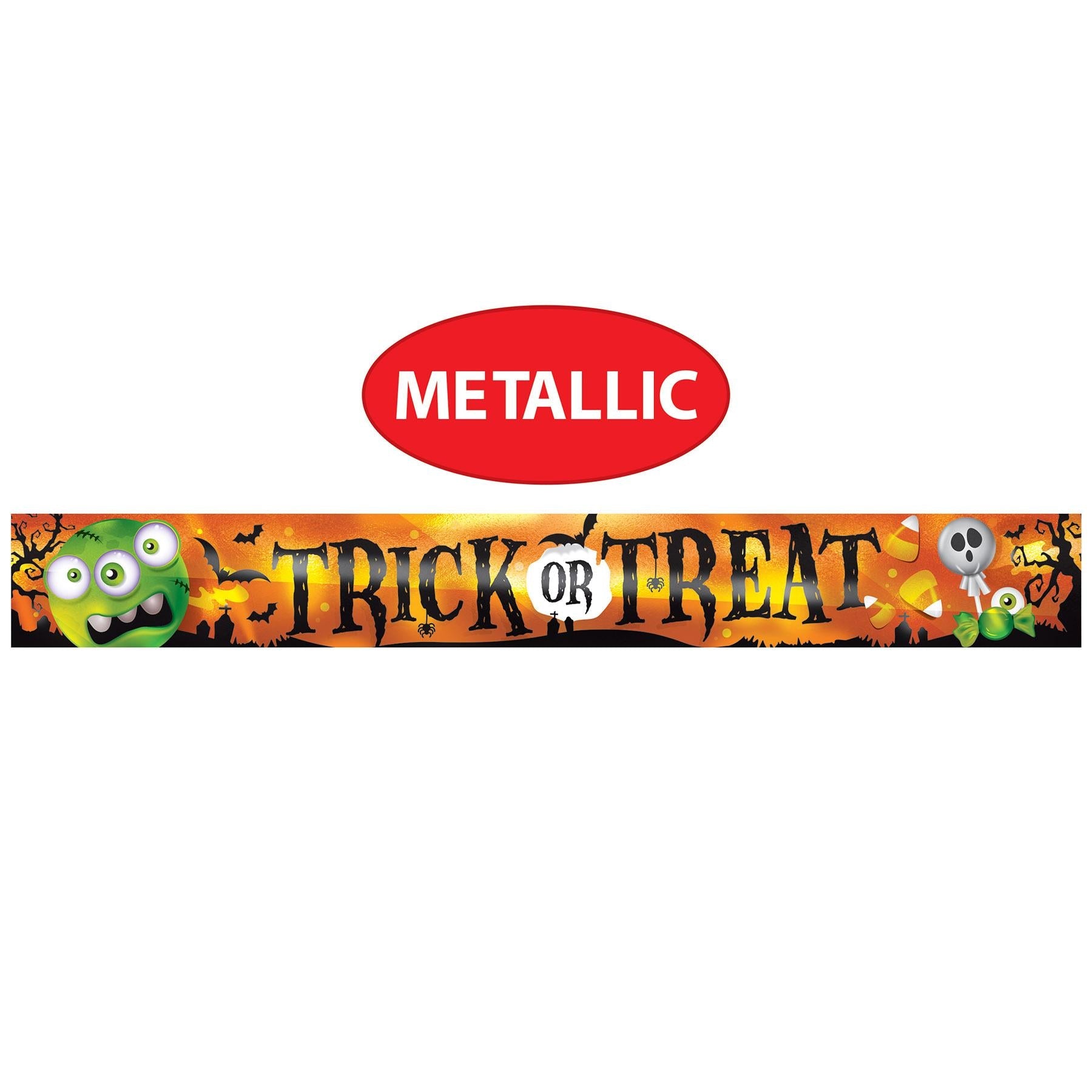 12 Pack Beistle Halloween Metallic Trick Or Treat Banner - Premium Party Decorations for Halloween Parties, Home Decor & Outdoor Decorations