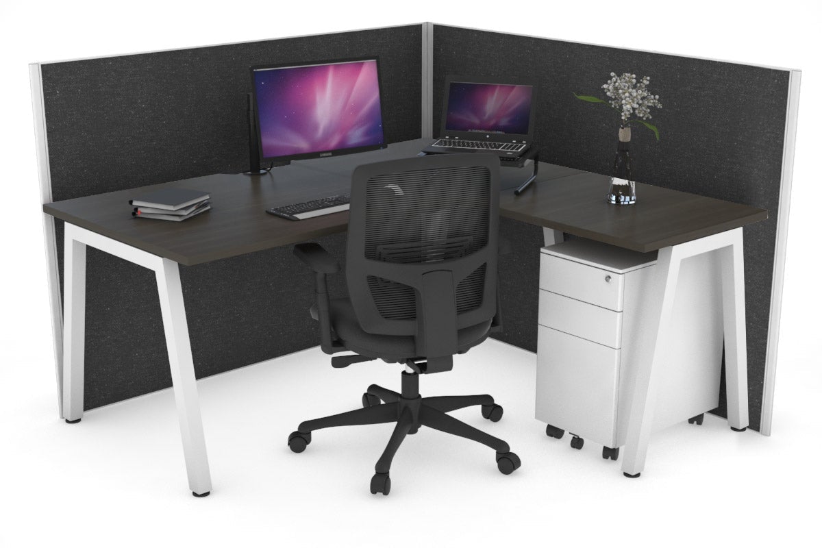 Horizon Quadro A Legs L-Shaped Corner Office Desk - 1800L x 1550W with Cable Management - Perfect for Home Office & Workspace Setup