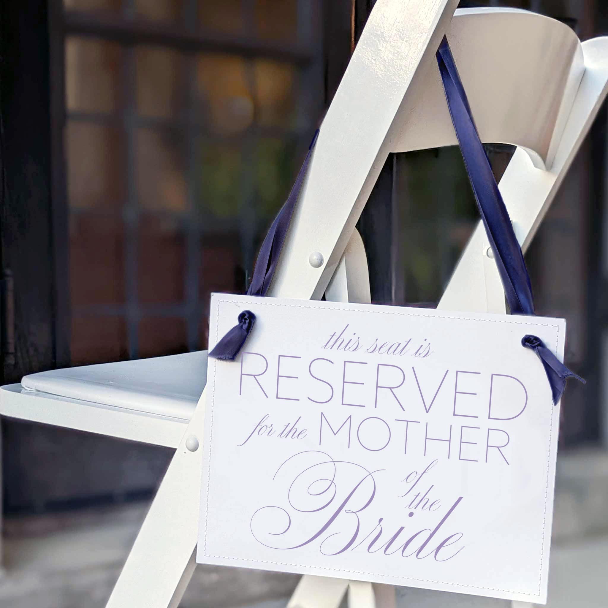 Elegant Reserved Seat Sign for Mother of the Bride - Handmade in USA - Ritzy Rose - Perfect for Wedding Ceremonies & Reception Seating Decor