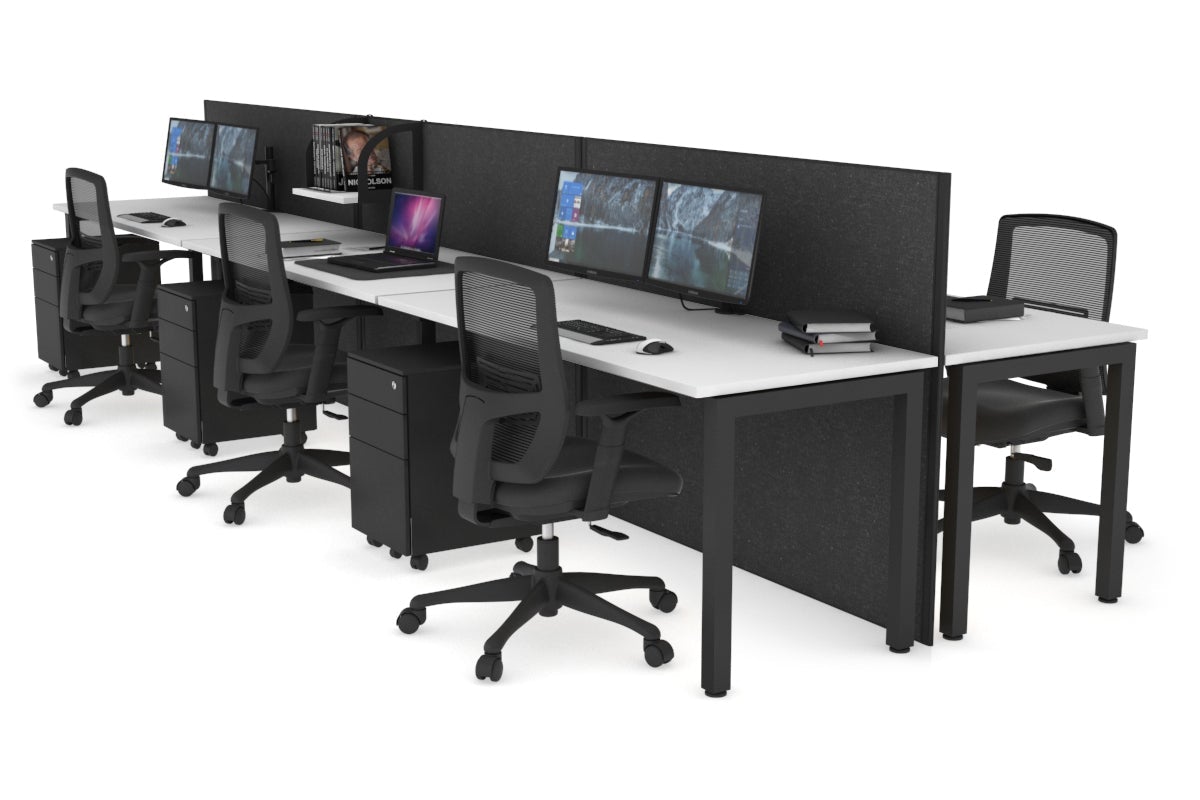 Horizon Quadro 6p Bench Square Legs Office Workstation [1800L x 700W] - Durable Modern Office Desk for Workspace & Home Office Setup