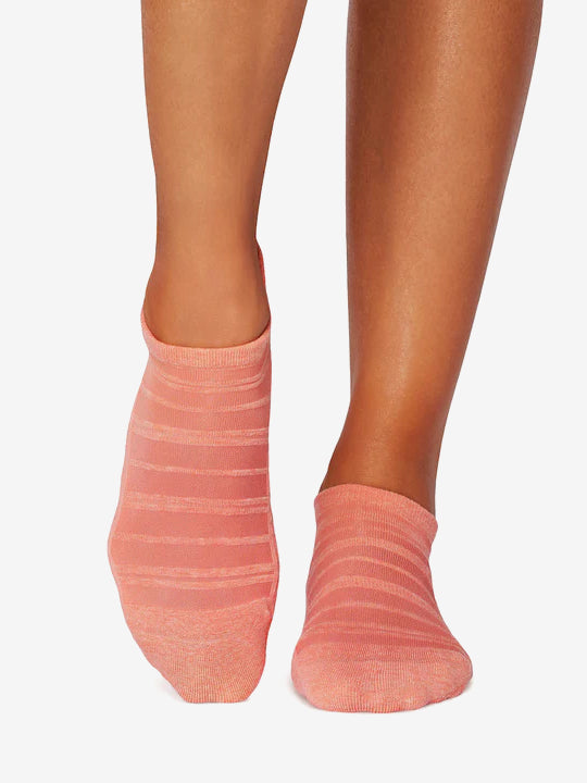 Tavi Noir Savvy Breeze Grip Socks for Women - Non-Slip Yoga Socks with Breathable Design in Hot Coral - Perfect for Yoga, Pilates, Barre & Home Workouts
