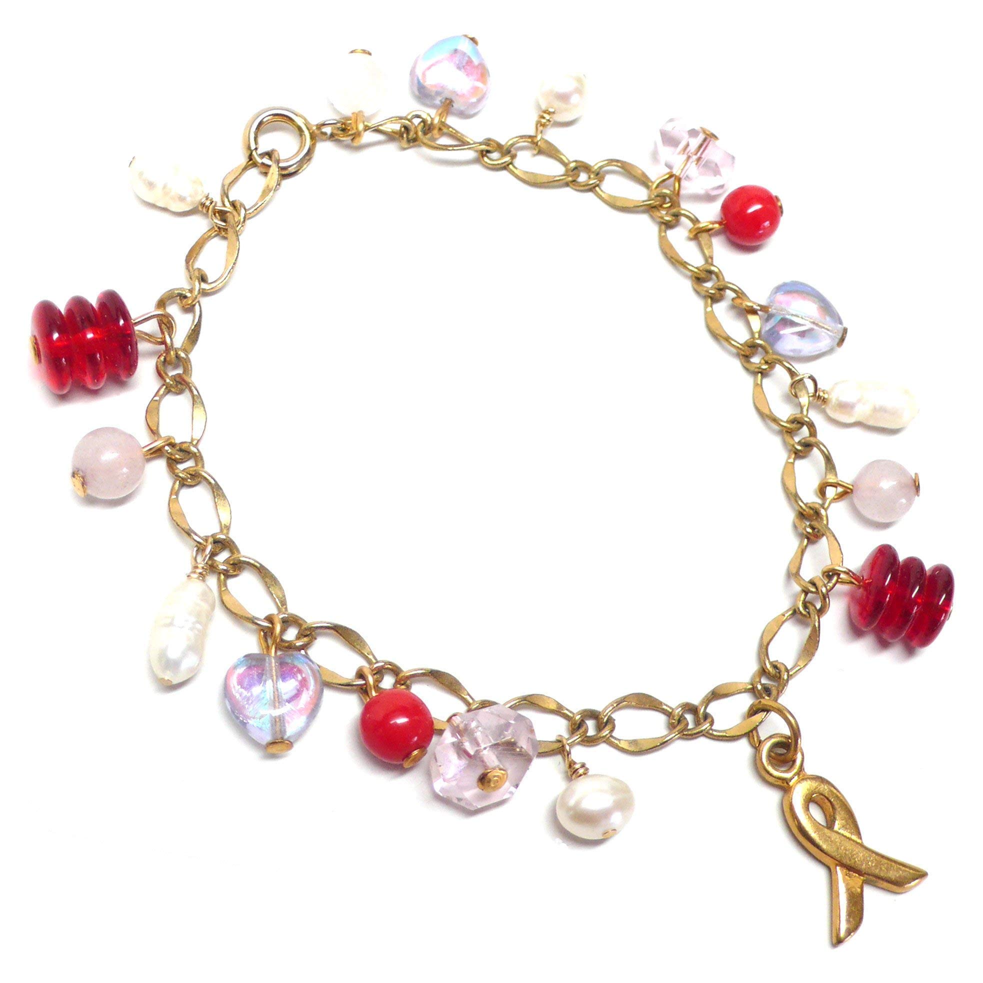 Pink Red Lavender White Awareness Ribbon Charm Bracelet for Breast Cancer Support, Women's Fashion Jewelry Gift - Perfect for Fundraising Events, Survivor Gifts & Everyday Wear