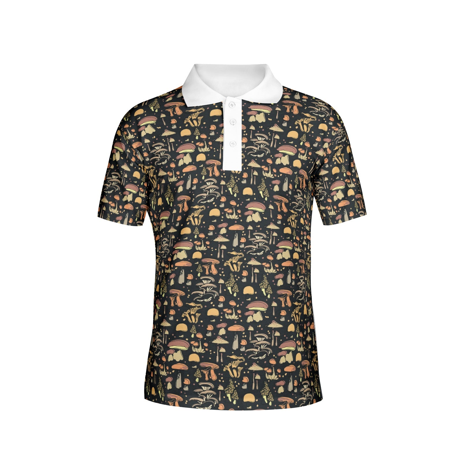Men's Mushroom Print Polo Shirt - Stylish All Over Printed Casual Shirt for Summer Outfits, Golf, and Outdoor Activities