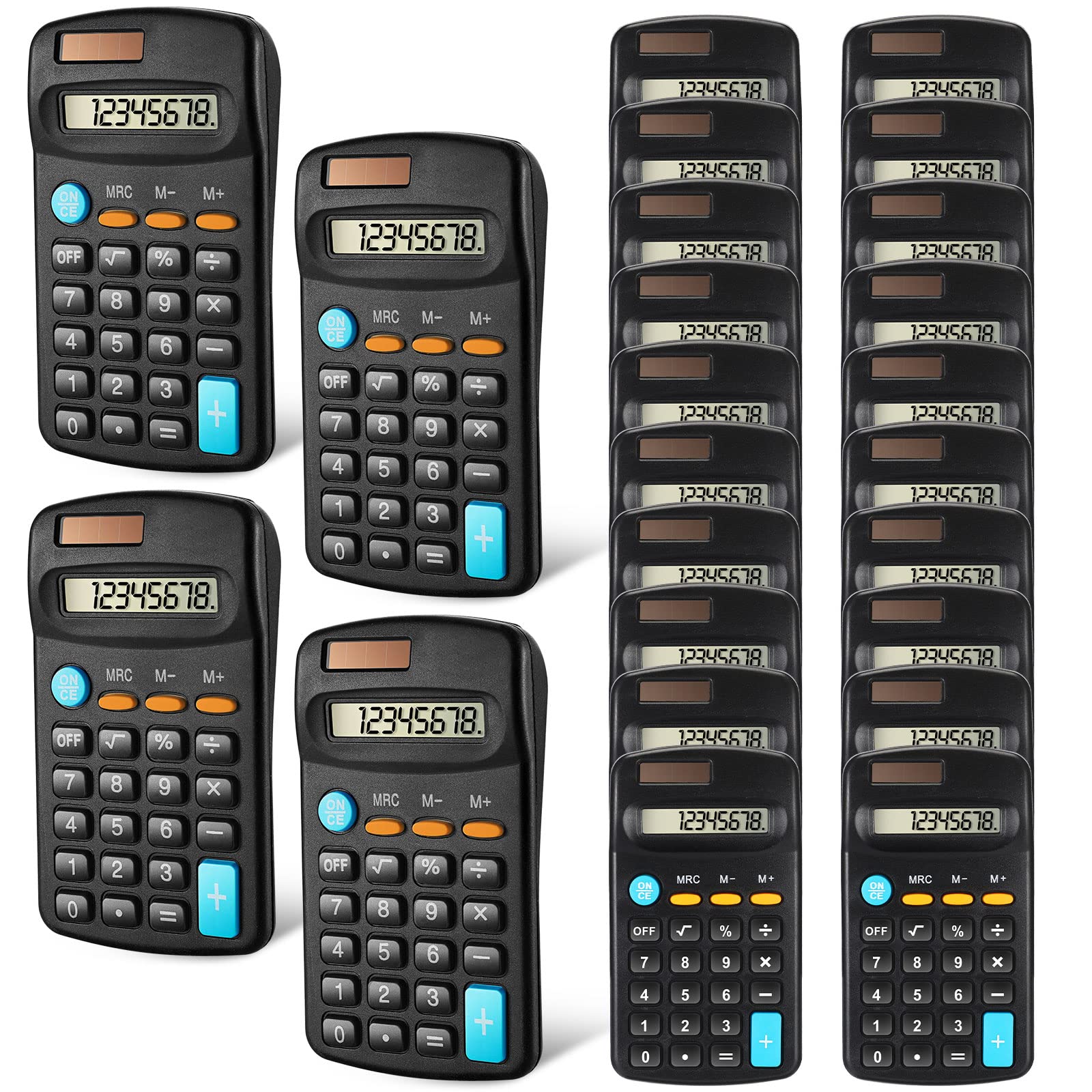 Flutesan 24-Pack Basic Calculators for Students - Small Pocket Size, Dual Power (Solar/Battery), 8-Digit Display - Perfect for School, Home, Office & Travel (Black) | Ideal for Math Class, Homework, Budgeting & Quick Calculations