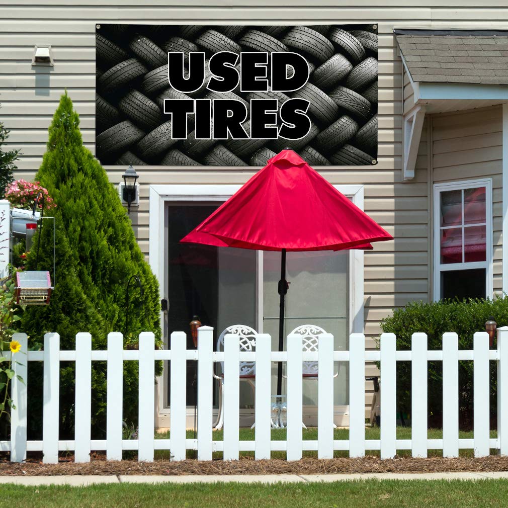 Vinyl Banner - 60x144 Inches with 10 Grommets - Heavy Duty Weatherproof Outdoor Advertising Sign for Automotive, Industrial & Yard Use - Multiple Sizes Available (Grey) - Perfect for Tire Shops, Car Dealerships & Construction Site Signage