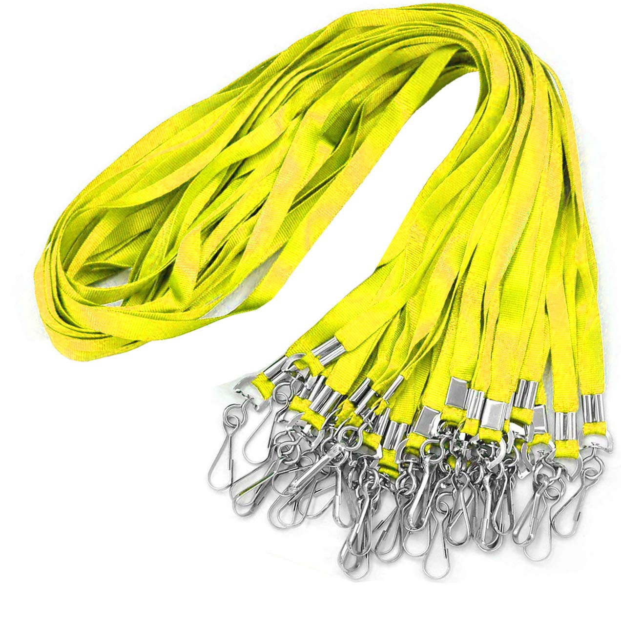 50Pcs Yellow Flat Neck Lanyard with Swivel Hook - ID Badge Holder for Name Tags & Cards - Perfect for Conferences, Events, and Workplace Security