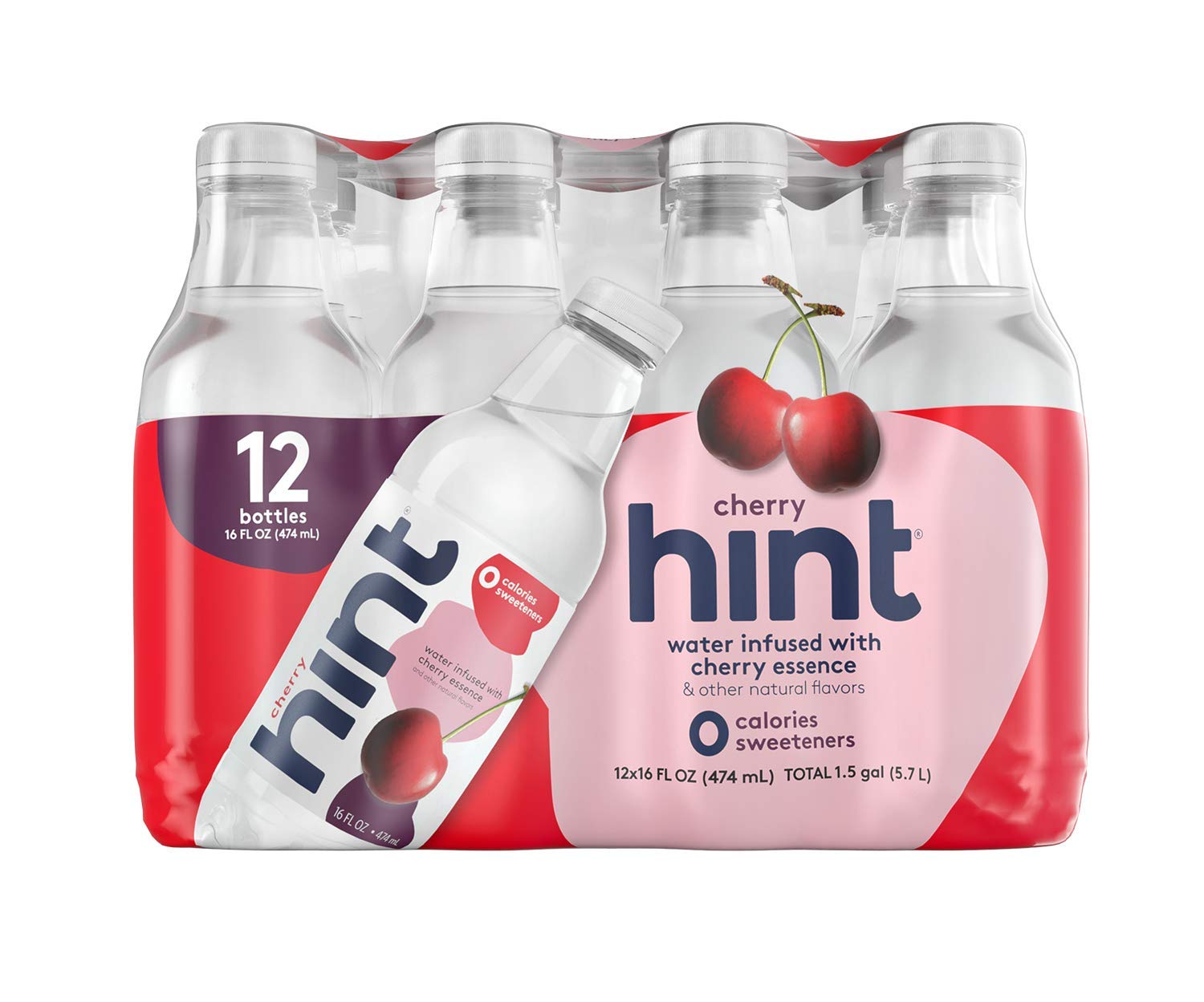Hint Water Variety Pack - 12 Blackberry & 12 Cherry Flavored Water (24 Pack) | Zero Calories, No Sugar, No Artificial Sweeteners | 16oz Bottles | Perfect for Hydration at Work, Gym or Outdoor Activities