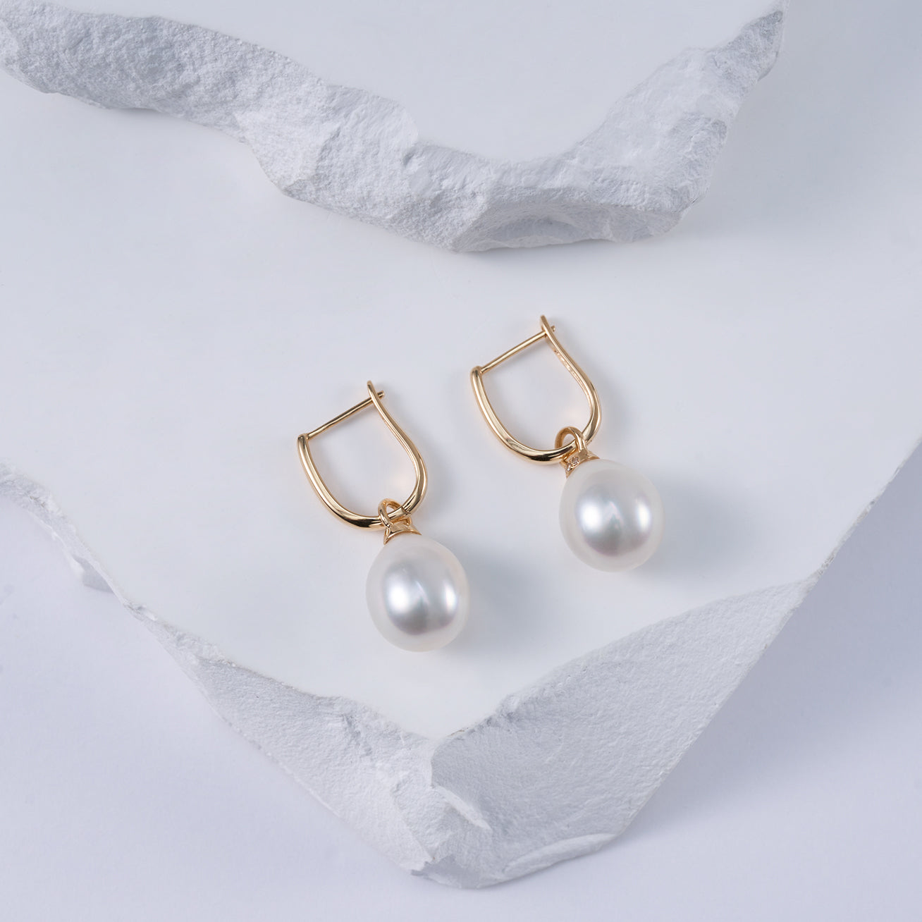 18K Solid Gold Australian White Pearl Earrings - Classic Studs for Women, Gift Box Included | Perfect for Weddings, Parties & Everyday Elegance