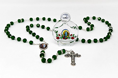 Authentic Lourdes Water Apparition Rosary Beads with Holy Water Bottle & Prayer Card - Catholic Religious Gifts for Prayer, Meditation & Spiritual Healing