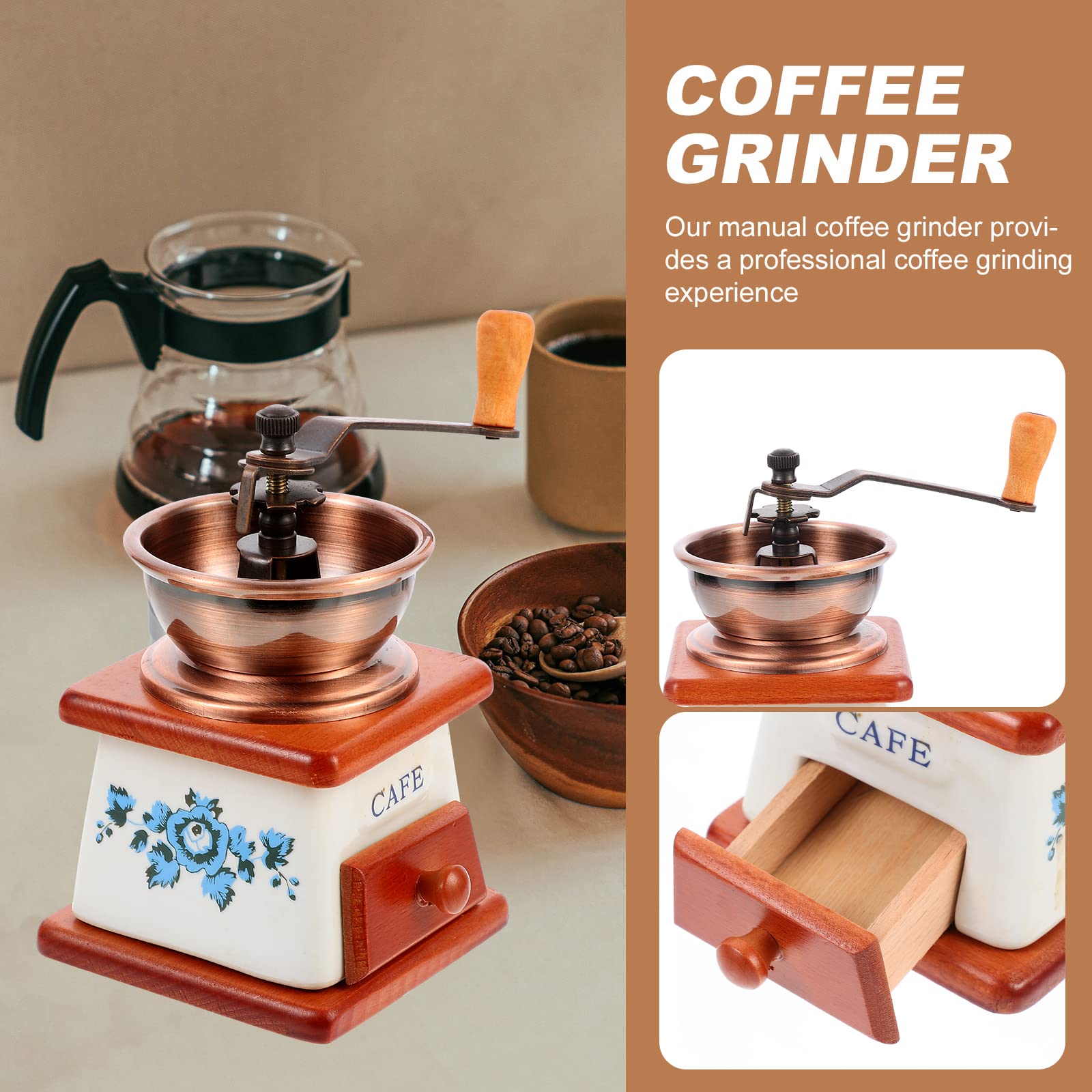 LIOOBO Manual Ceramic Coffee Grinder & Pepper Mill - Handheld Kitchen Tool for Freshly Ground Coffee Beans & Spices | Perfect for Home, Office & Camping Use