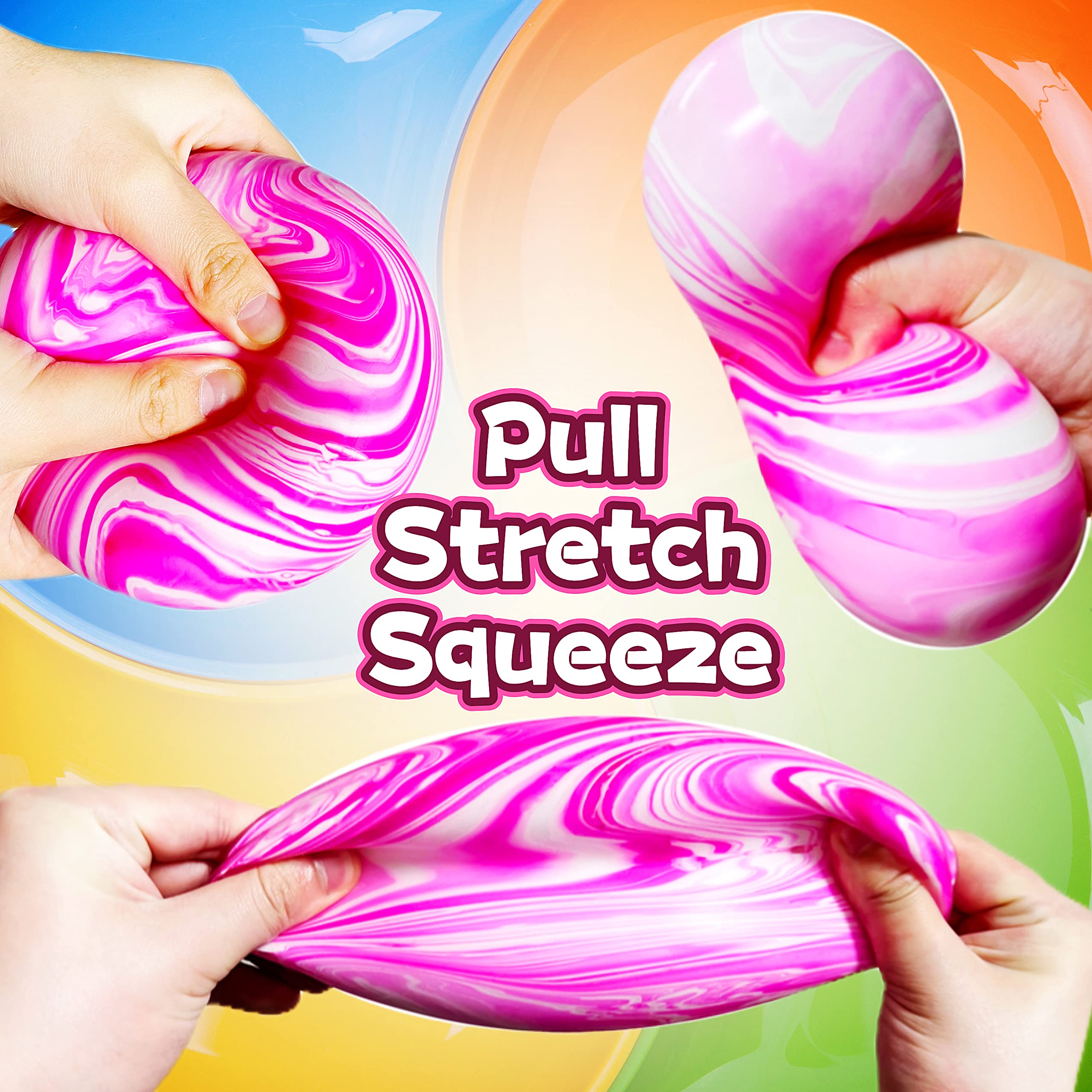 Giant Stretchy Stress Squeeze Balls - Super Soft Squishy Toys for Kids & Adults - Jumbo Stress Relief Dough Ball, Fidget Sensory Toys for Anxiety, ADHD, Autism - Fun Party Favors & Office Desk Toys (Pink)