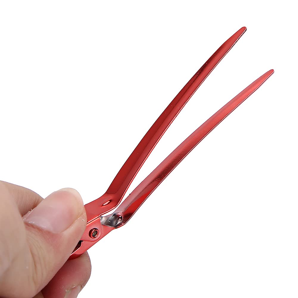 12Pcs Duckbill Hair Clips for Styling - Professional Salon Hairdressing Accessories for Barber Shop, Hair Parting & Hairstyling (Red) - Perfect for Updos, Braids & Hair Extensions