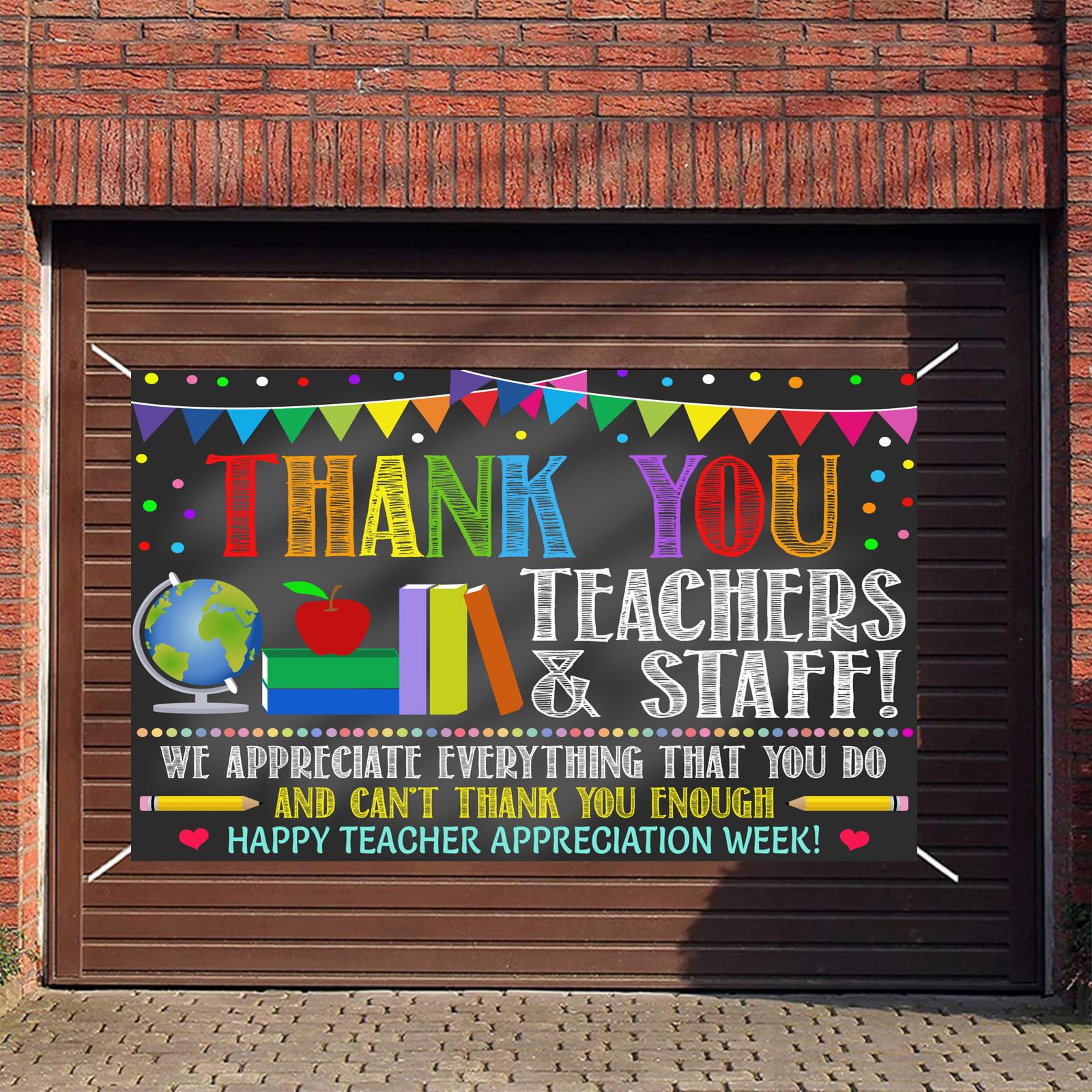 2024 Teacher Appreciation Week Backdrop Banner Decorations - Thank You Teachers Staff Gift for Classroom, School Events & Office Celebrations