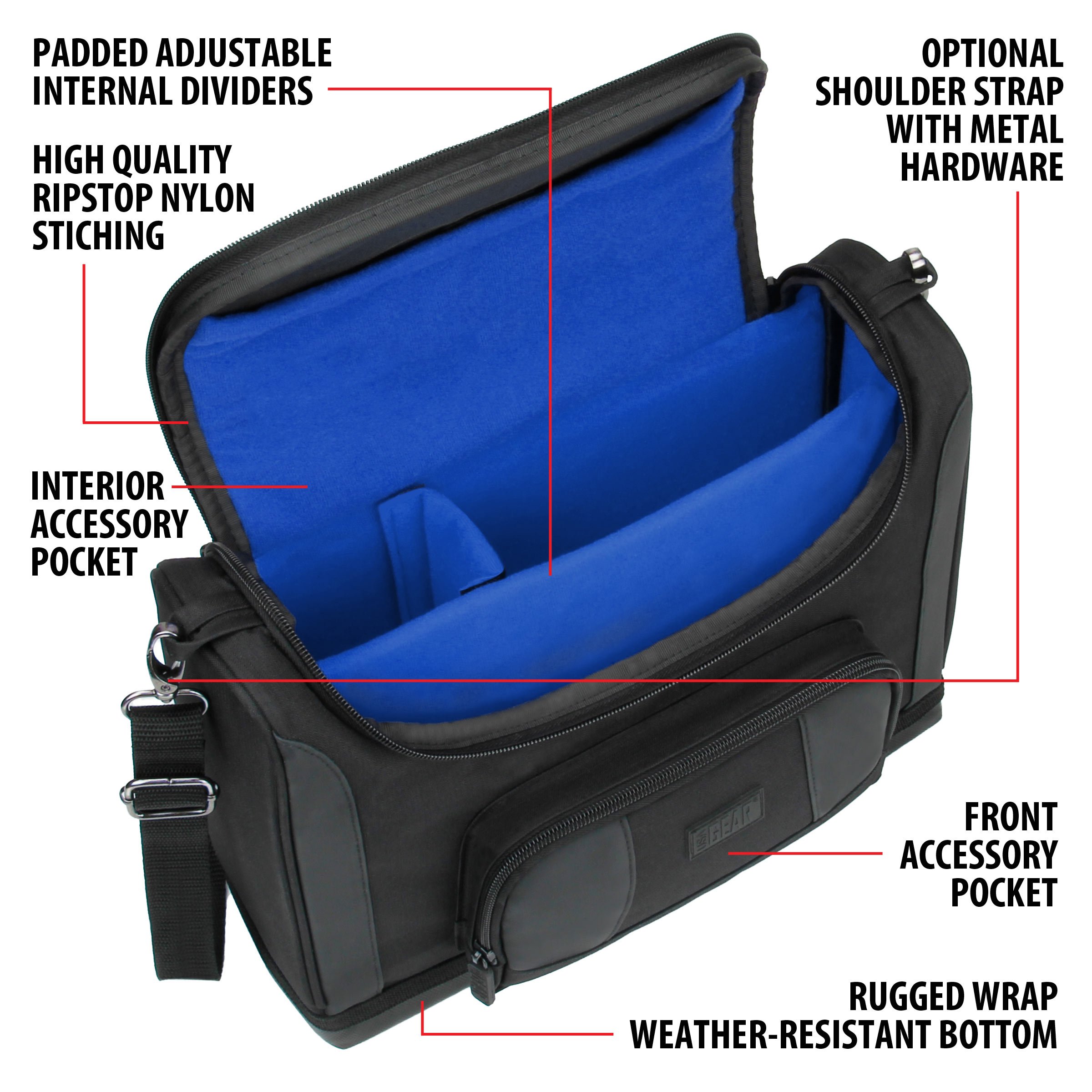 USA Gear Portable Photo Printer Case - Padded Messenger Bag for Canon Selphy CP1500, CP1300, Kodak Step Wireless, Canon Ivy 2 & Mini Printers - Blue | Travel & Photo Storage Solution