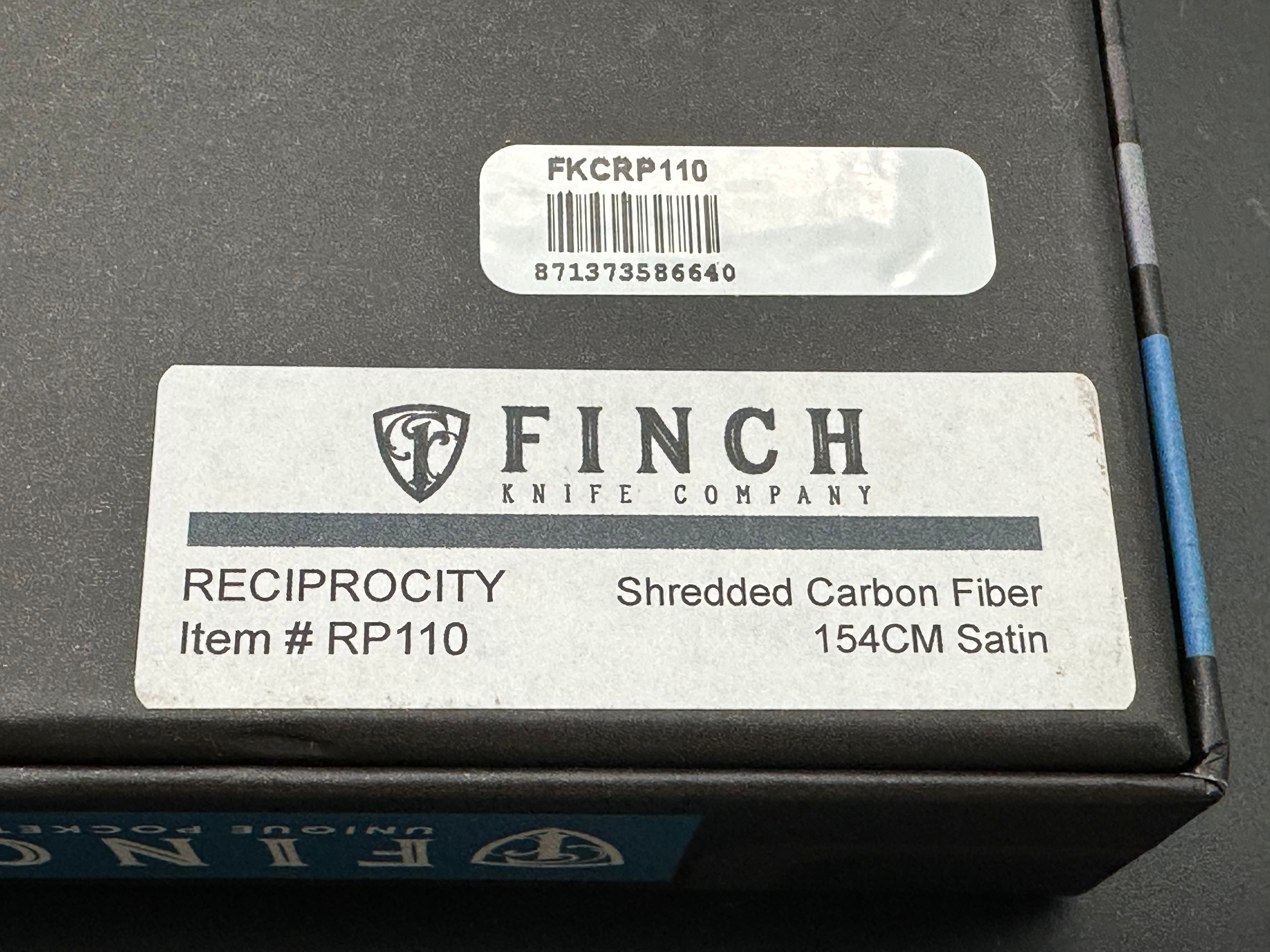 Finch Knife Co. Reciprocity Liner Lock Folding Pocket Knife - Black Carbon Fiber Handle, 3.1
