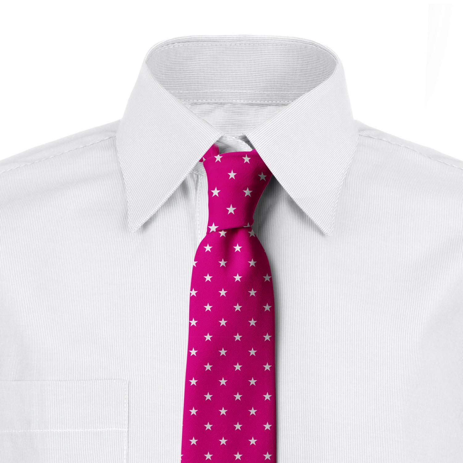Ambesonne Women's Necktie - White Stars Design, 3.7