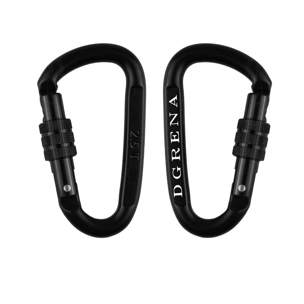 Heavy Duty Locking Carabiner Clip 2-Pack - 25KN/5510 lb Capacity Steel Alloy Climbing Carabiner - Secure for Hammocks, Camping, Hiking, Travel & Keychains - Ideal for Outdoor Adventures, Rock Climbing & Emergency Rescue Gear (Black)