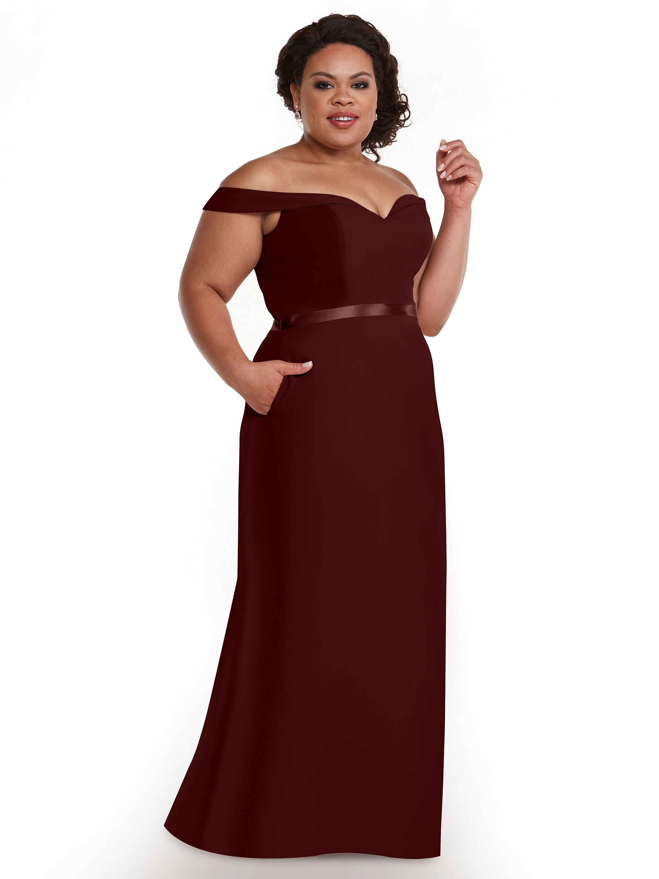 Elegant Off-The-Shoulder Chiffon A-Line Bridesmaid Dress with Sash - Perfect for Weddings, Formal Events & Special Occasions