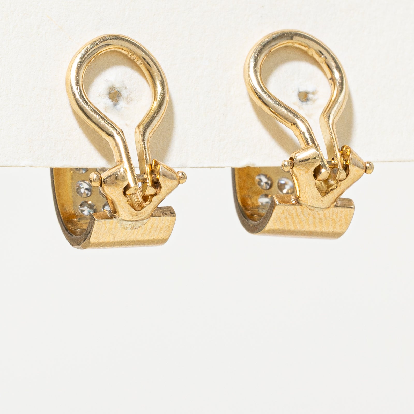 18K Gold Diamond Grid Stud Clip-On Earrings | 0.48ctw Total Weight | Hypoallergenic Fashion Jewelry for Women | Perfect for Parties, Weddings & Special Occasions