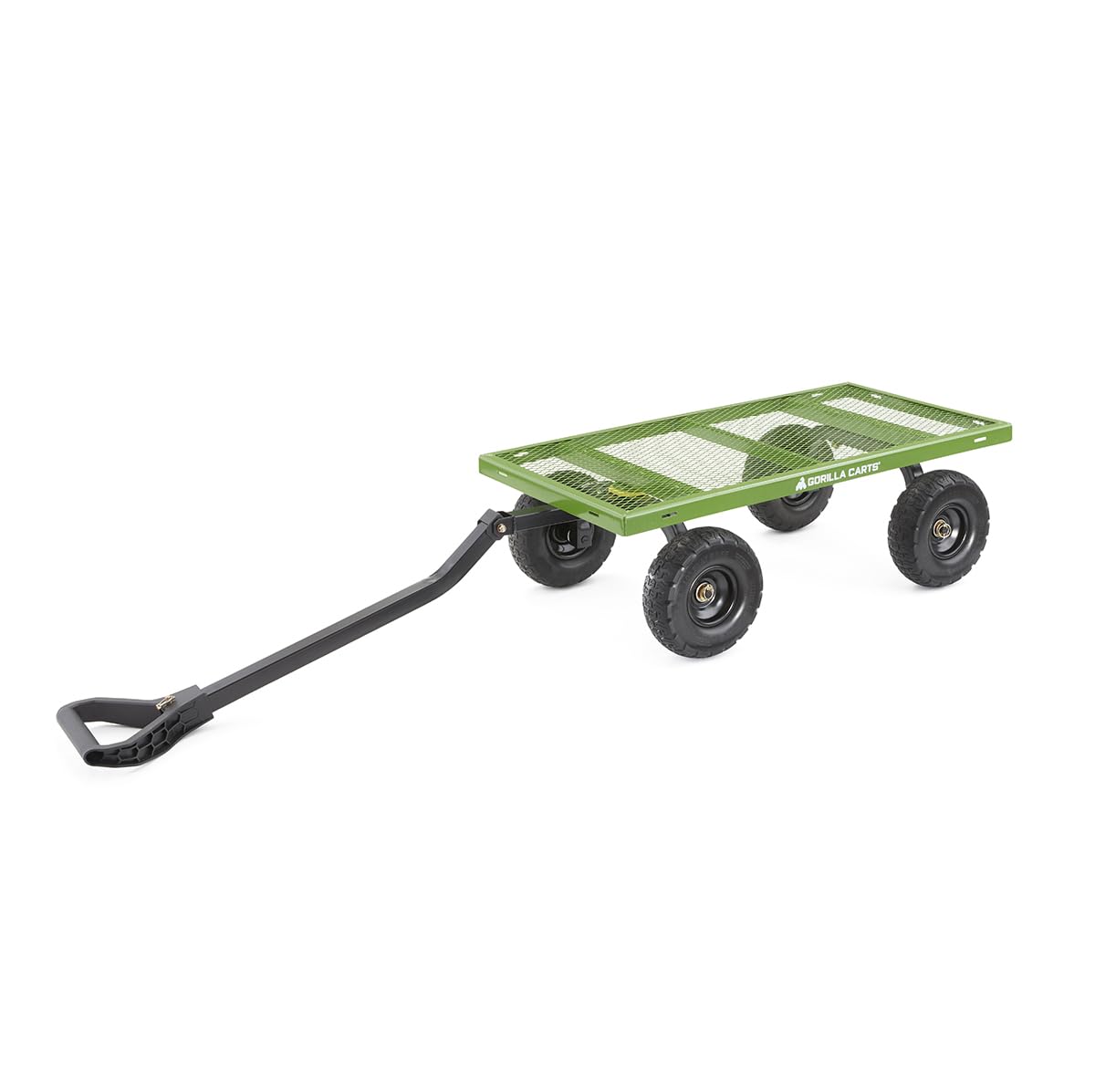 Gorilla Carts 4 Cubic Feet Steel Utility Cart with No-Flat Tires - Heavy Duty Garden Cart for Yard Work, Landscaping & Home Improvement (Green, Amazon Exclusive)