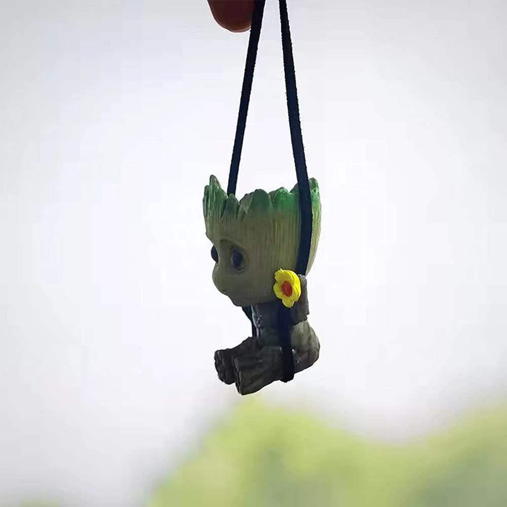 Funny Smiling Little Tree Man Car Hanging Accessory - Cute Mirror Charm Pendant for Car Decor - Perfect for Road Trips & Daily Commutes