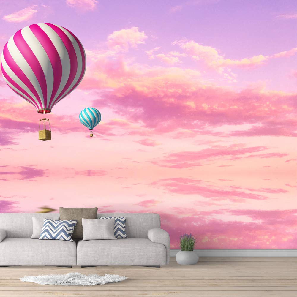IDEA4WALL Hot Air Balloon Removable Wallpaper - Large Peel and Stick Wall Mural (100x144 inches) for Bedroom Decor, Nursery, Living Room & Office - Easy to Apply & Remove