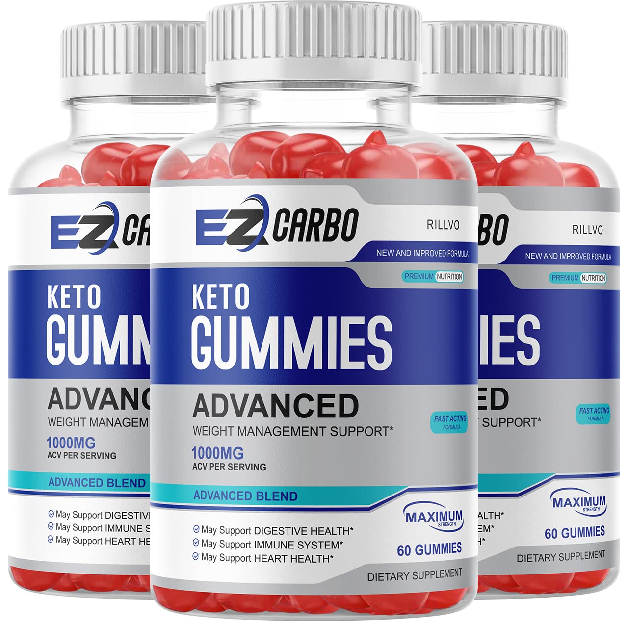 (3 Pack) EZ Carbo Keto Gummies - Advanced Ketogenic Supplement for Weight Loss & Energy Boost (180 Gummies) - Perfect for Low Carb Diet & Ketogenic Lifestyle