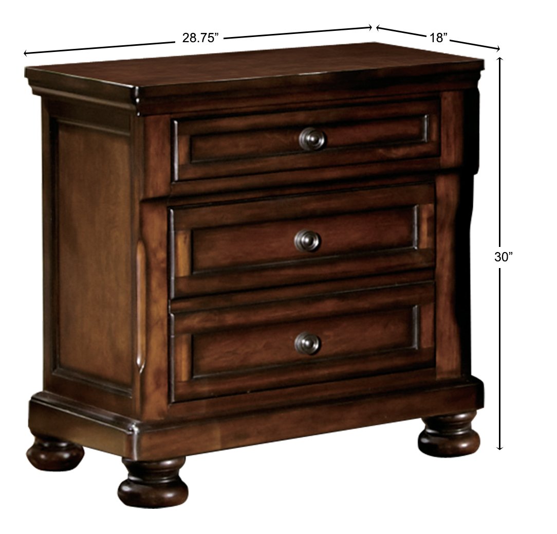 Homelegance Cumberland 2-Drawer Nightstand, Cherry Finish - Modern Bedside Table with Storage for Bedroom, Living Room or Guest Room