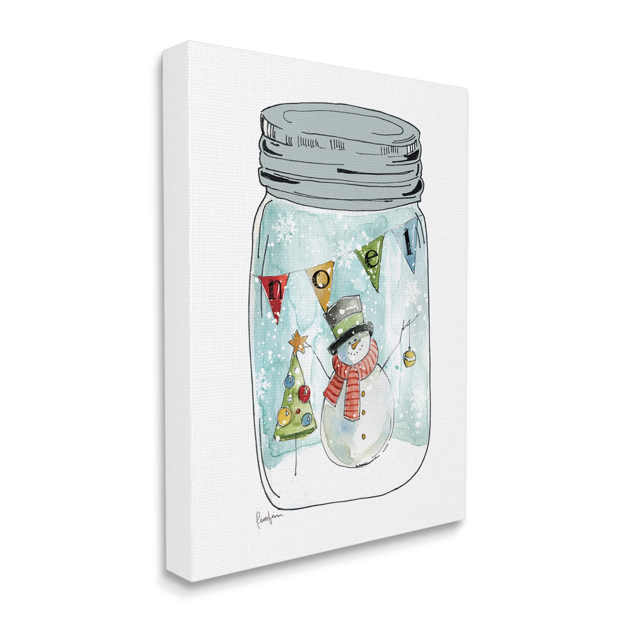 Stupell Industries Noel Phrase Snowman Christmas Tree in Country Jar Canvas Wall Art - 36