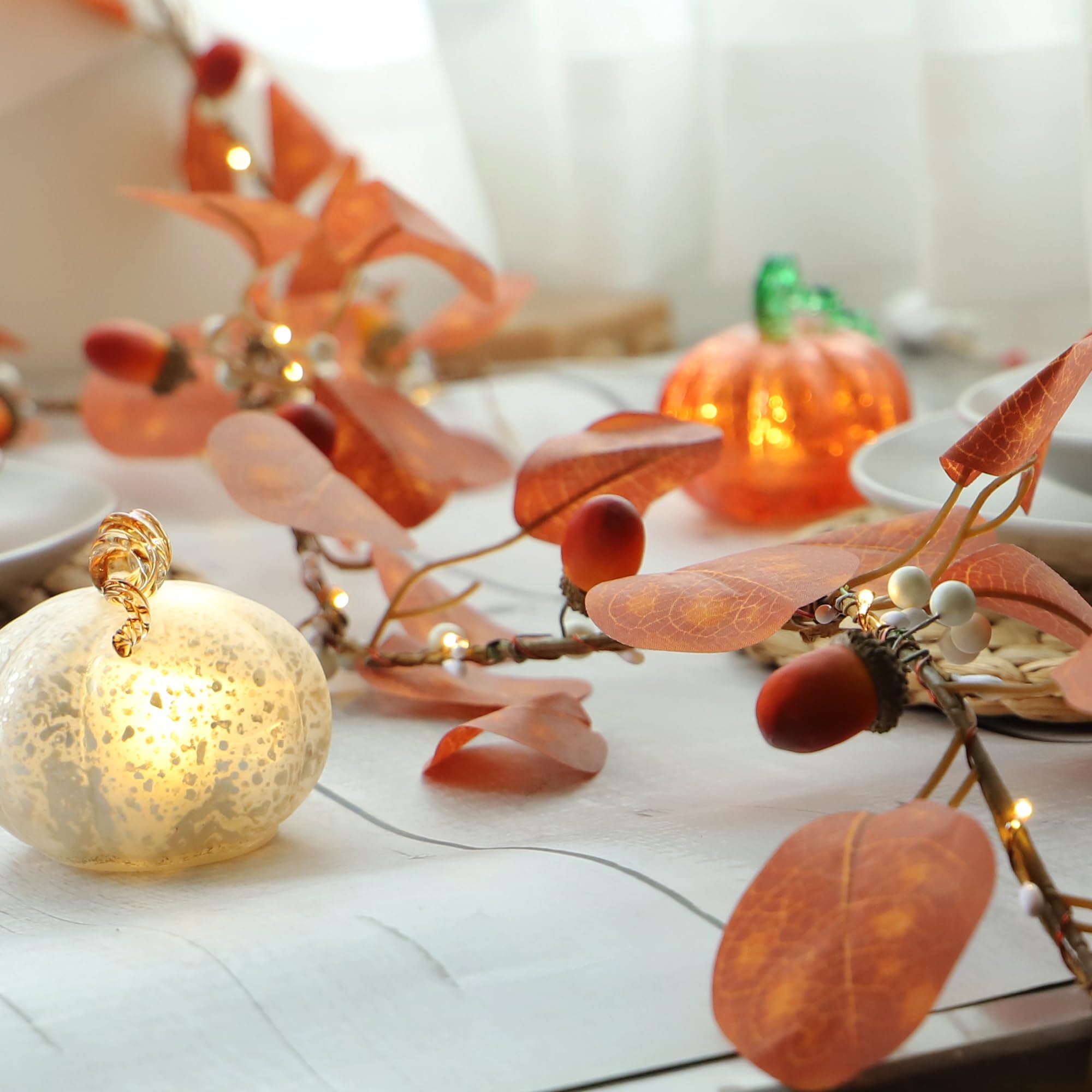 Fall Fairy Lights - Battery Operated String Lights for Thanksgiving & Indoor Decor (Acorn Garland) - Perfect for Home & Party Decorations
