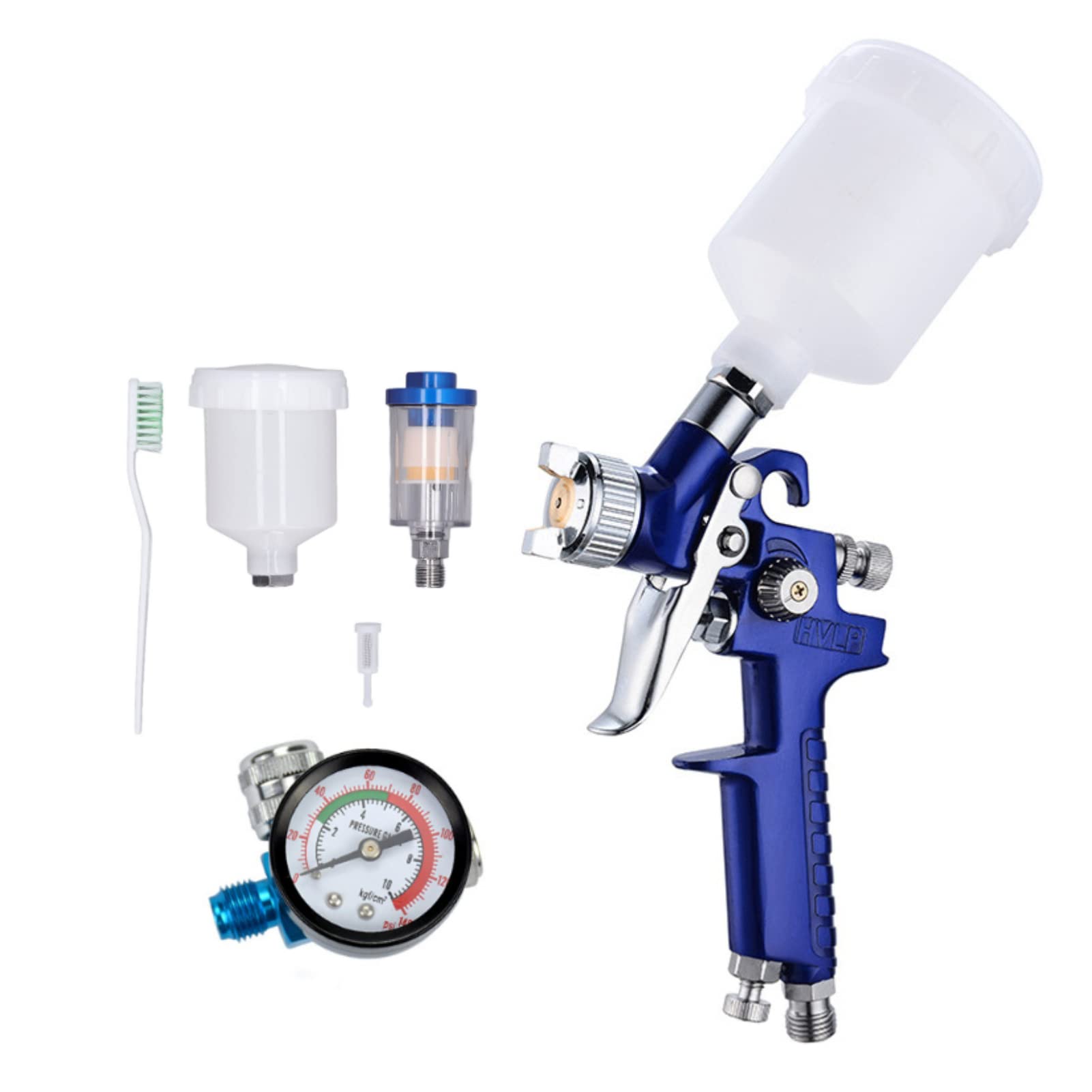 0.8mm Tip HVLP Air Spray Gun Kit with Pressure Regulator & Filter - Professional Automotive Paint Sprayer Set with 125mL Cup - Perfect for Car, Furniture & DIY Painting Projects