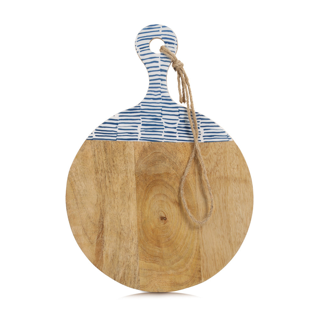 Premium Mango Wood Serving Tray with Handcrafted Blue Design - Perfect for Breakfast in Bed, Coffee Table Decor, and Entertaining Guests