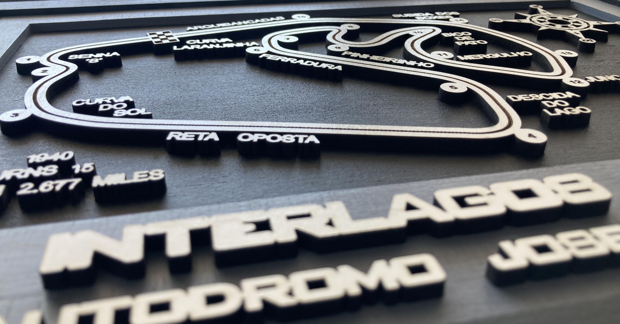 Handmade Wooden Formula 1 Race Track - Premium F1 Circuit Home Decor & Collectible Gift for Racing Fans (Interlagos) | Perfect for Man Cave, Office Decor & Birthday Presents