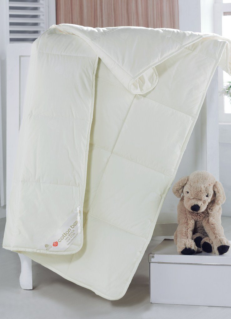 100% Pure Wool Filled Baby Comforter - Organic Cotton Cover, Hypoallergenic & Soft for Crib & Toddler | Woolmark Certified Natural White Blanket | Perfect for Nursery, Winter Sleep & Cozy Bedtime