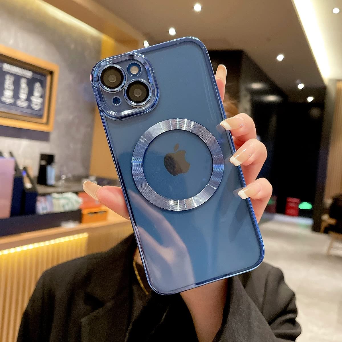 Magnetic Clear iPhone 13 Case with Camera Lens Protector | 6.1 Inch Full Protection MagSafe Compatible | Shockproof & Dustproof Silicone Cover (Blue) - Perfect for Daily Use, Travel & Outdoor Activities