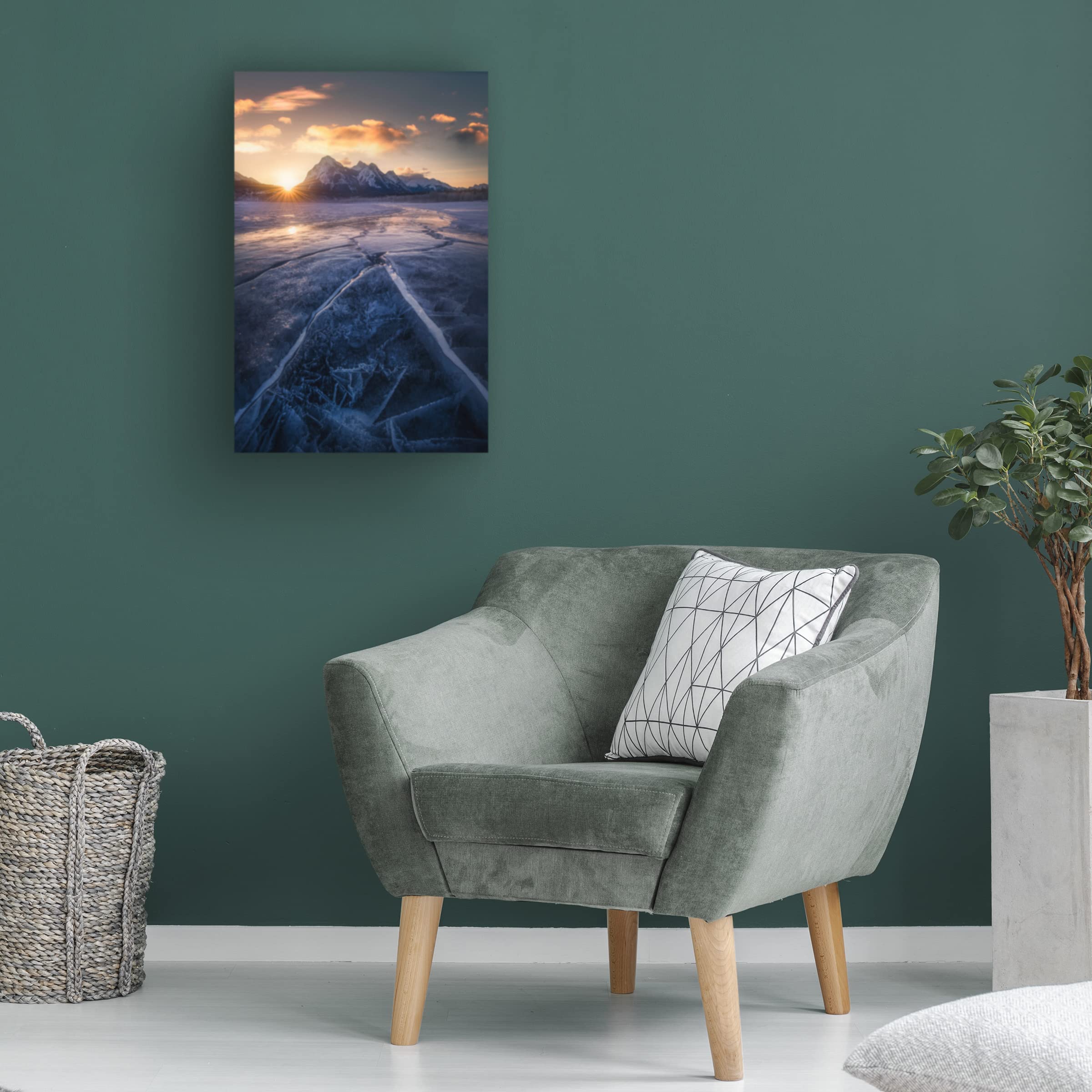 Trademark Fine Art 'Winterscape' Canvas Wall Art by Leah Xu - Stunning Winter Landscape Painting for Living Room, Bedroom & Office Decor