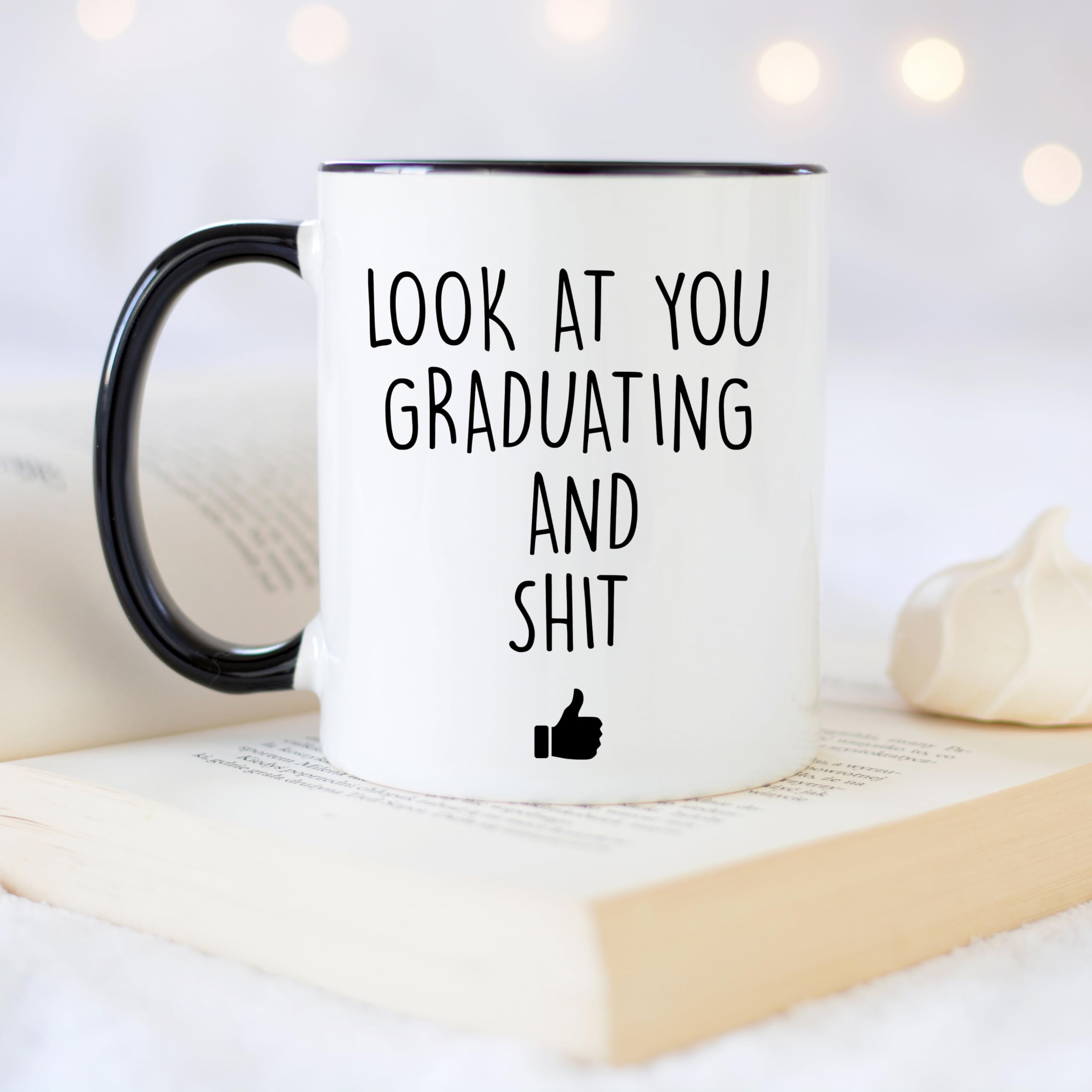 YouNique Designs 11oz Graduation Coffee Mug - PhD, Masters & College Graduation Gift for Him & Her (Black Handle) - Perfect for Celebrations, Office Use & Daily Coffee