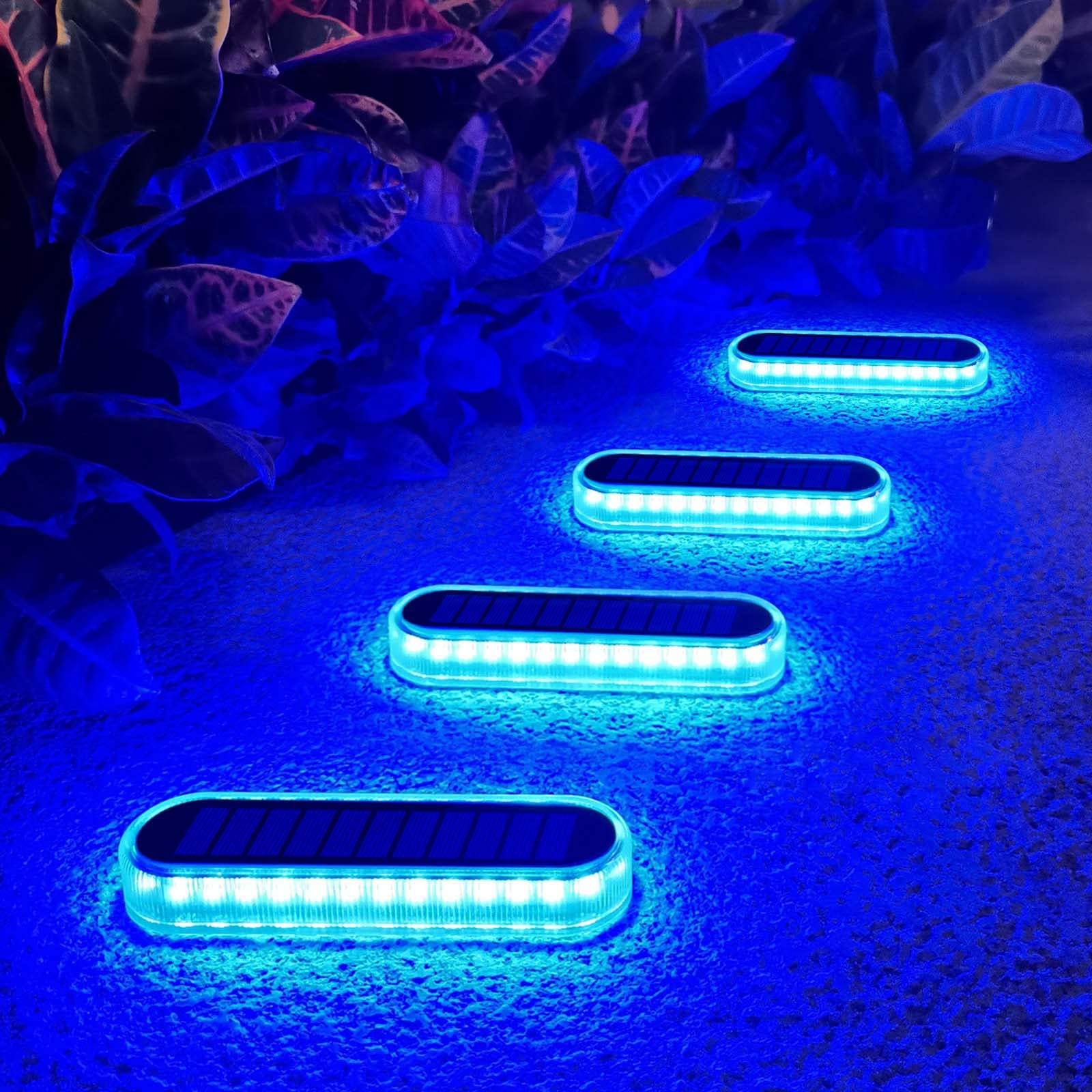 Lacasa Solar Deck Lights 4 Pack - 40LM Waterproof LED Outdoor Step Lights for Garden, Stairs, Driveway & Pathway - IP68 Auto ON/Off Solar Powered Blue Lighting (Perfect for Landscape, Dock & In-Ground Installation)